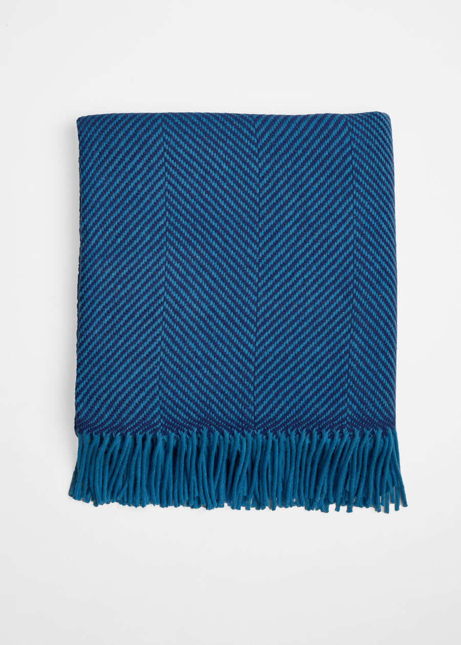 Foxford, Mayo Blue and Cobalt Merino Throw