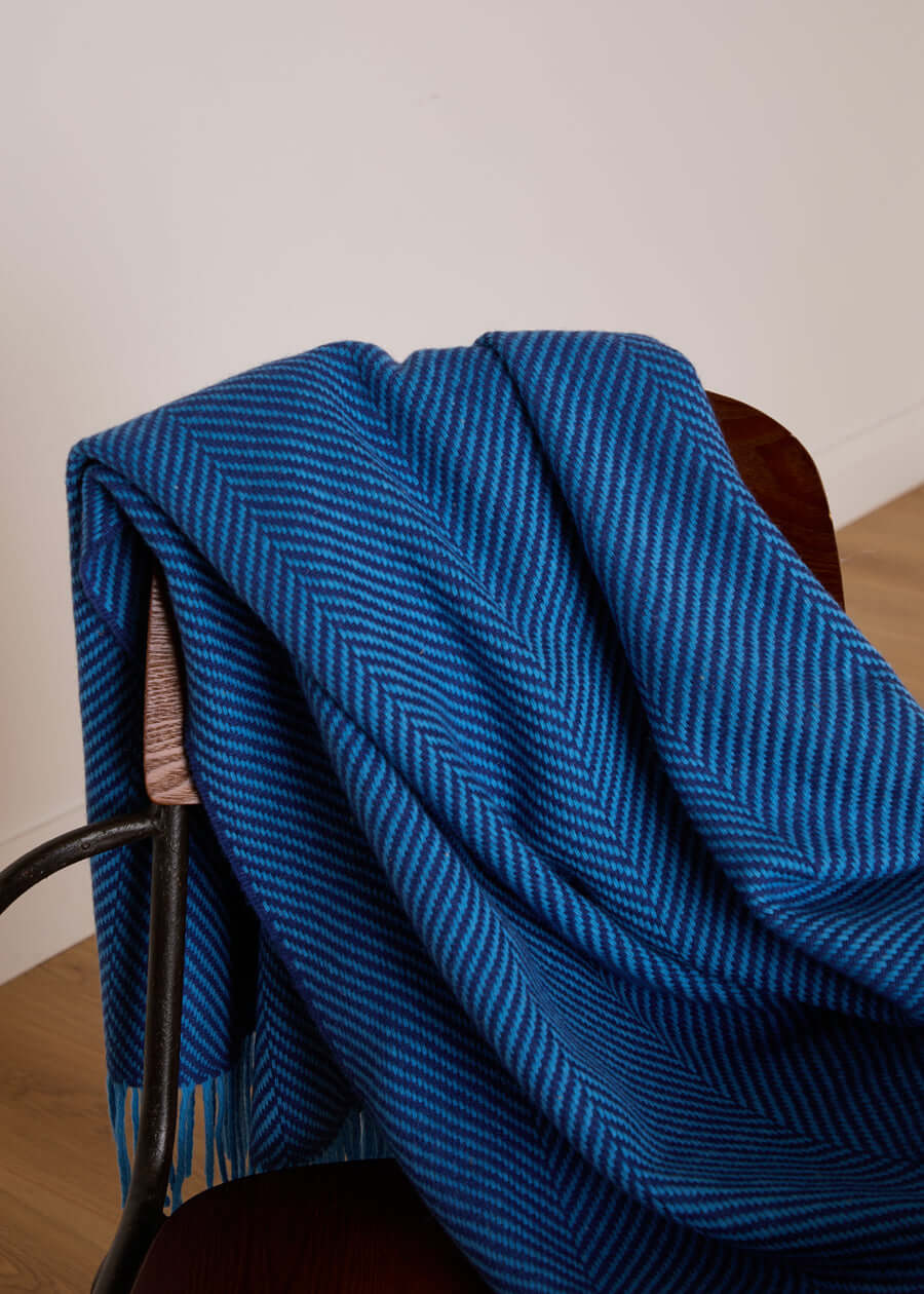 Foxford, Mayo Blue and Cobalt Merino Throw