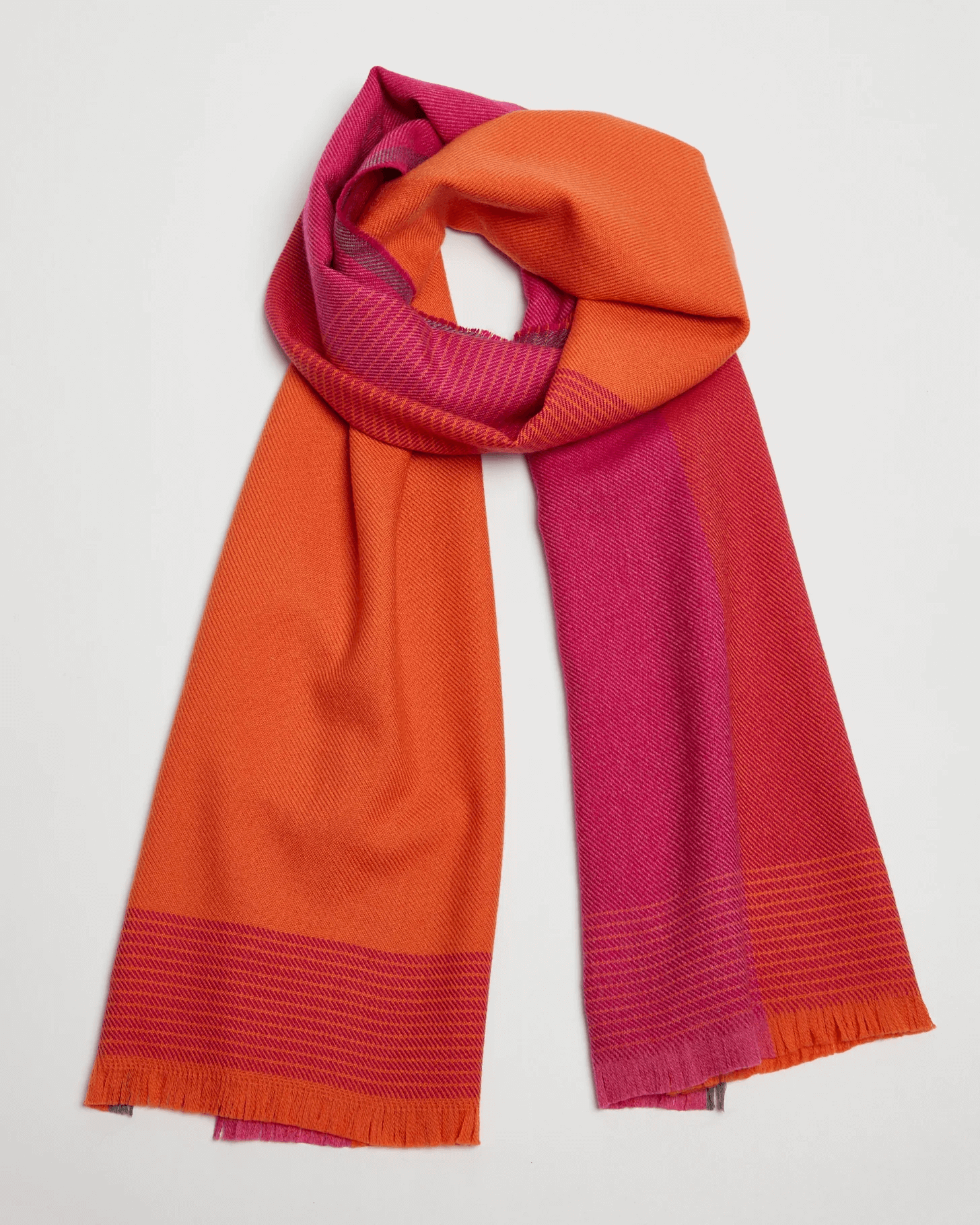 Foxford, Orange And Pink Merino Wool Scarf