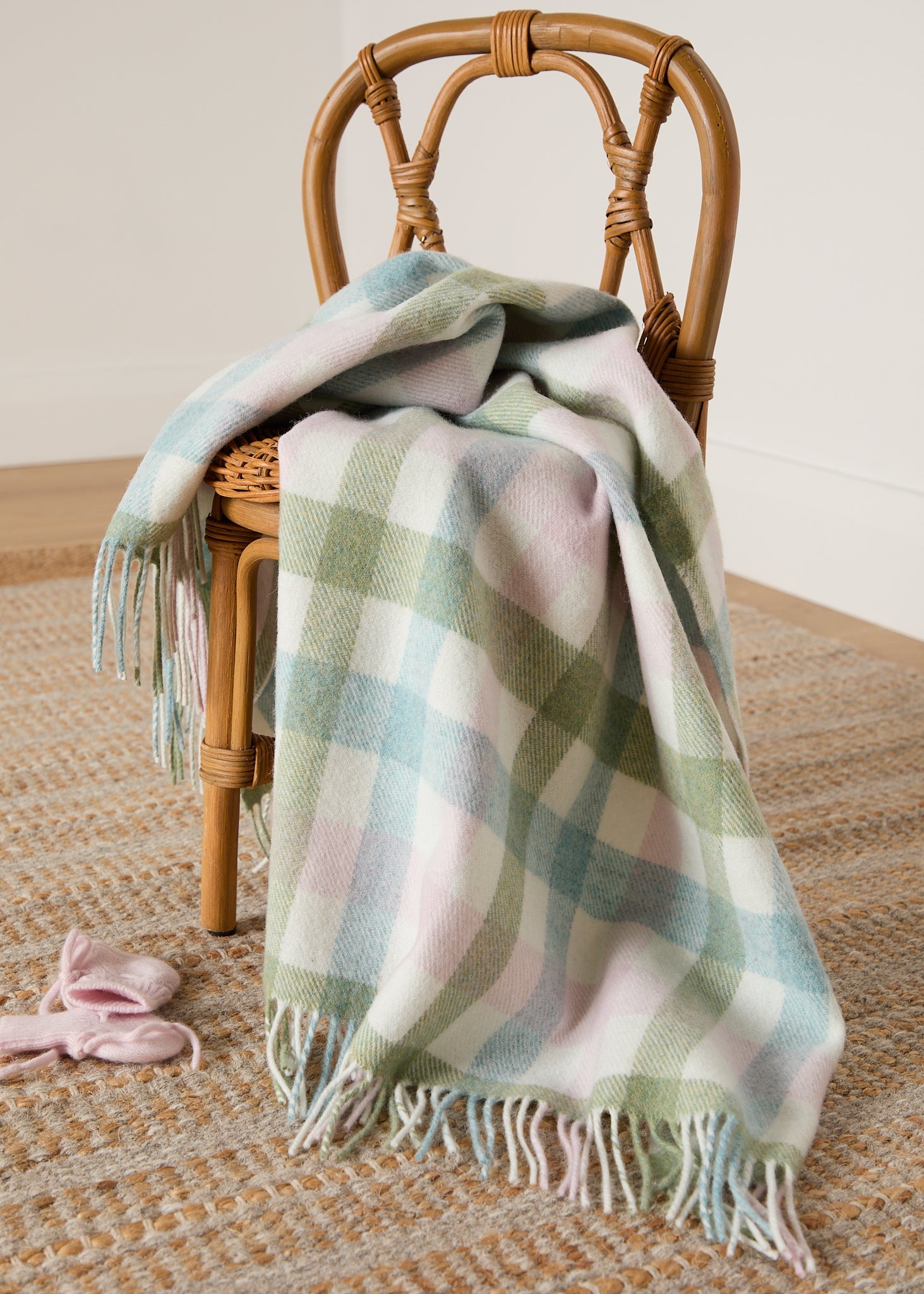 Foxford, Pastel Check Lambswool Baby Blanket