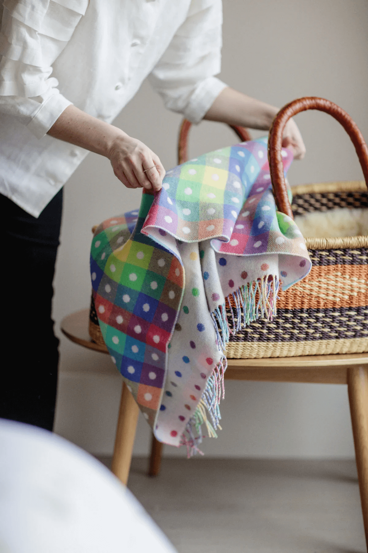 Foxford, Rainbow Spot Lambswool Baby Blanket