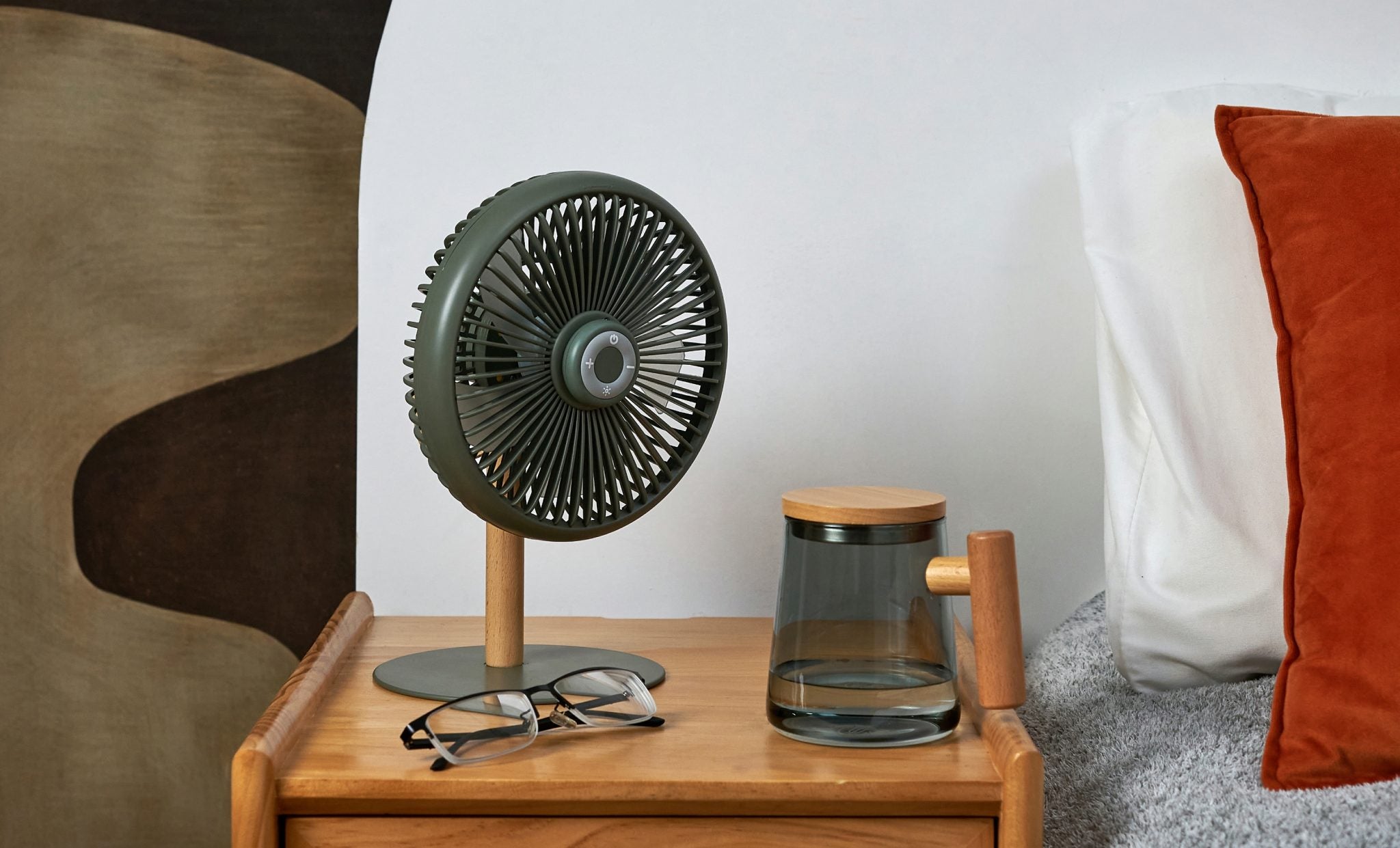 Gingko, Detachable Desk Fan - Navy Green