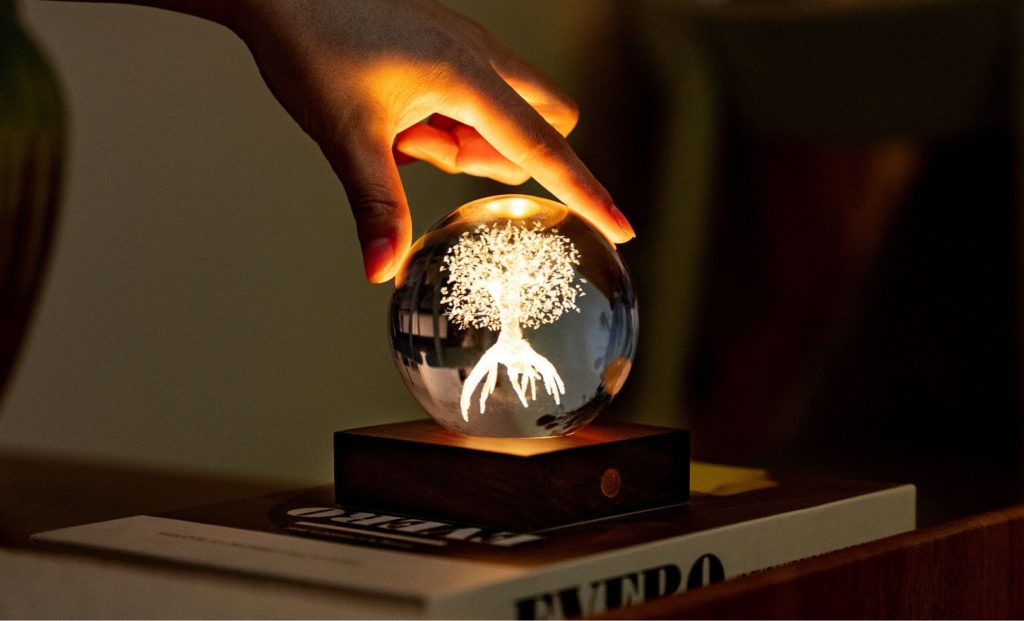 Gingko, Amber Crystal Light Tree Of Life