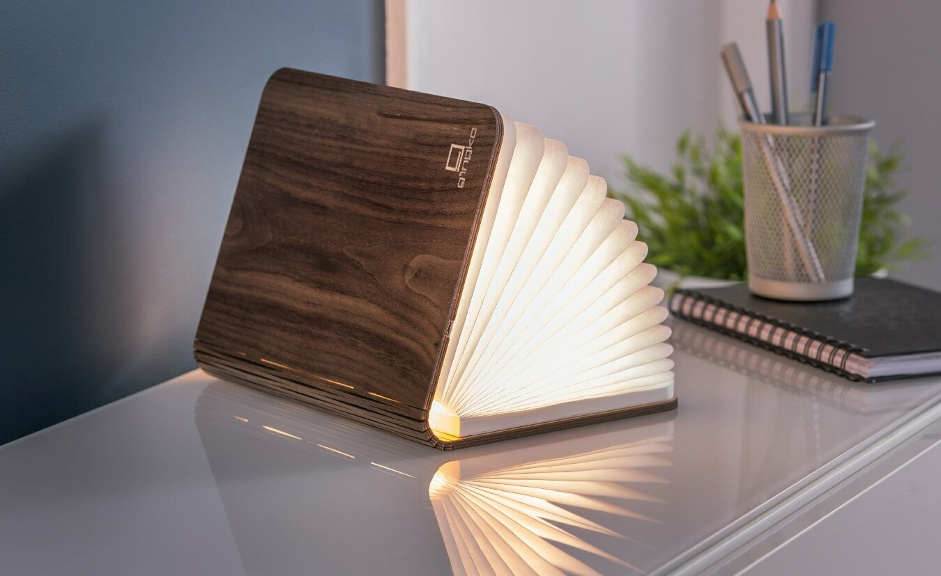 Gingko, Natural Wood Smart Book Light Large Walnut