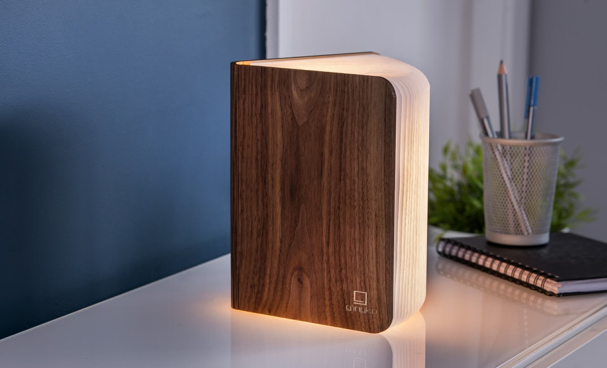 Gingko, Natural Wood Smart Book Light Large Walnut