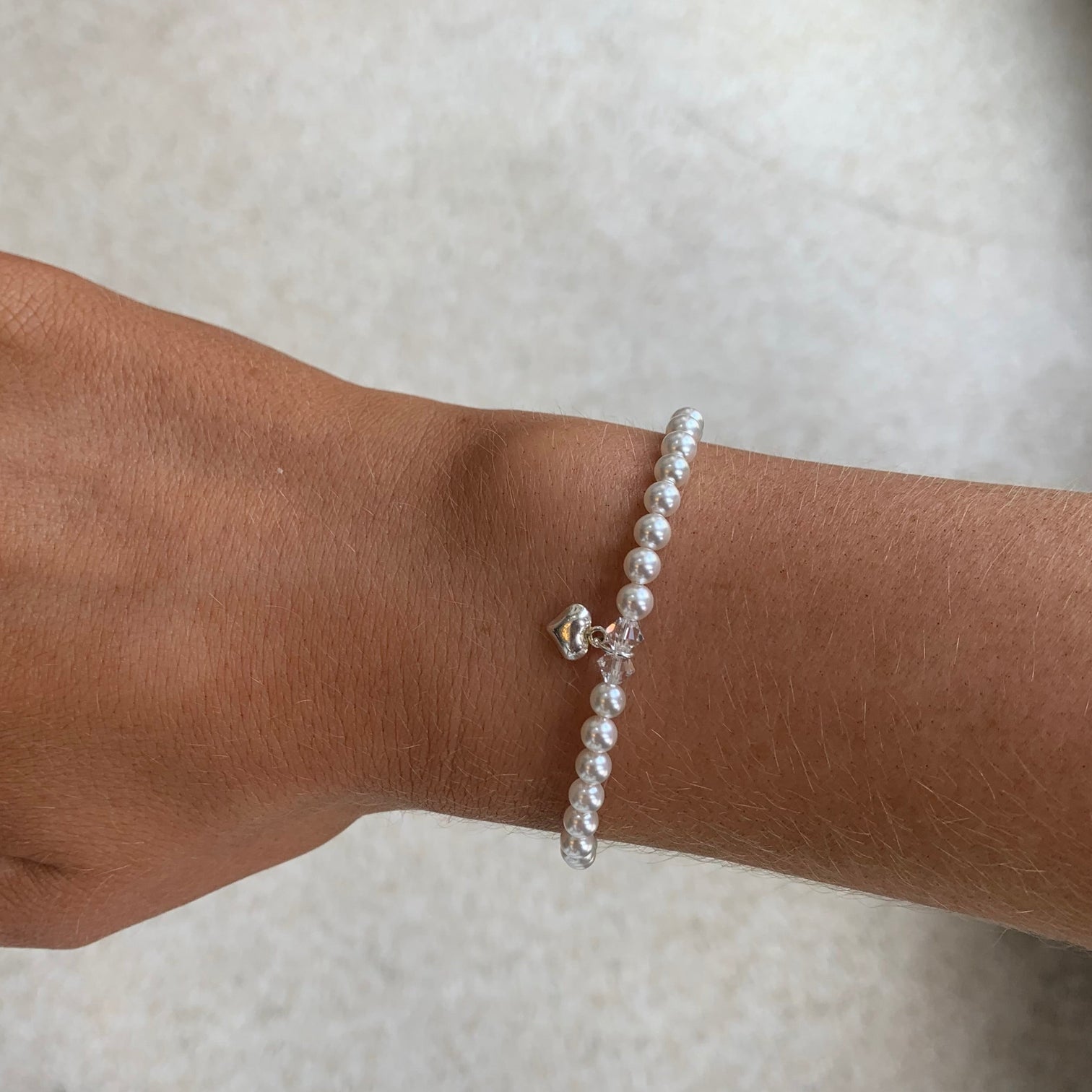 Pearl And Heart Communion Bracelet