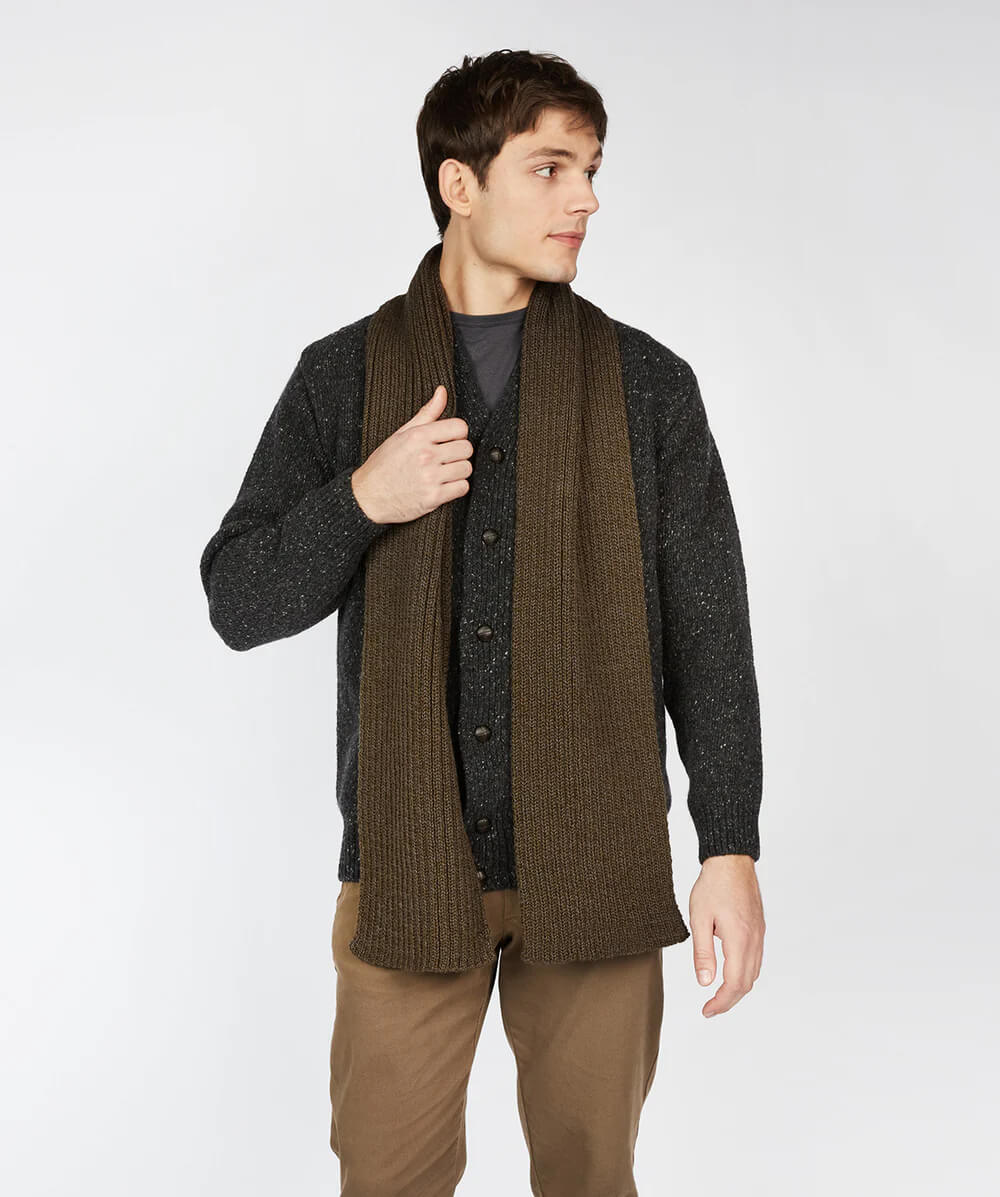 Irelands Eye, Ribbed Merino Scarf Forest Marl