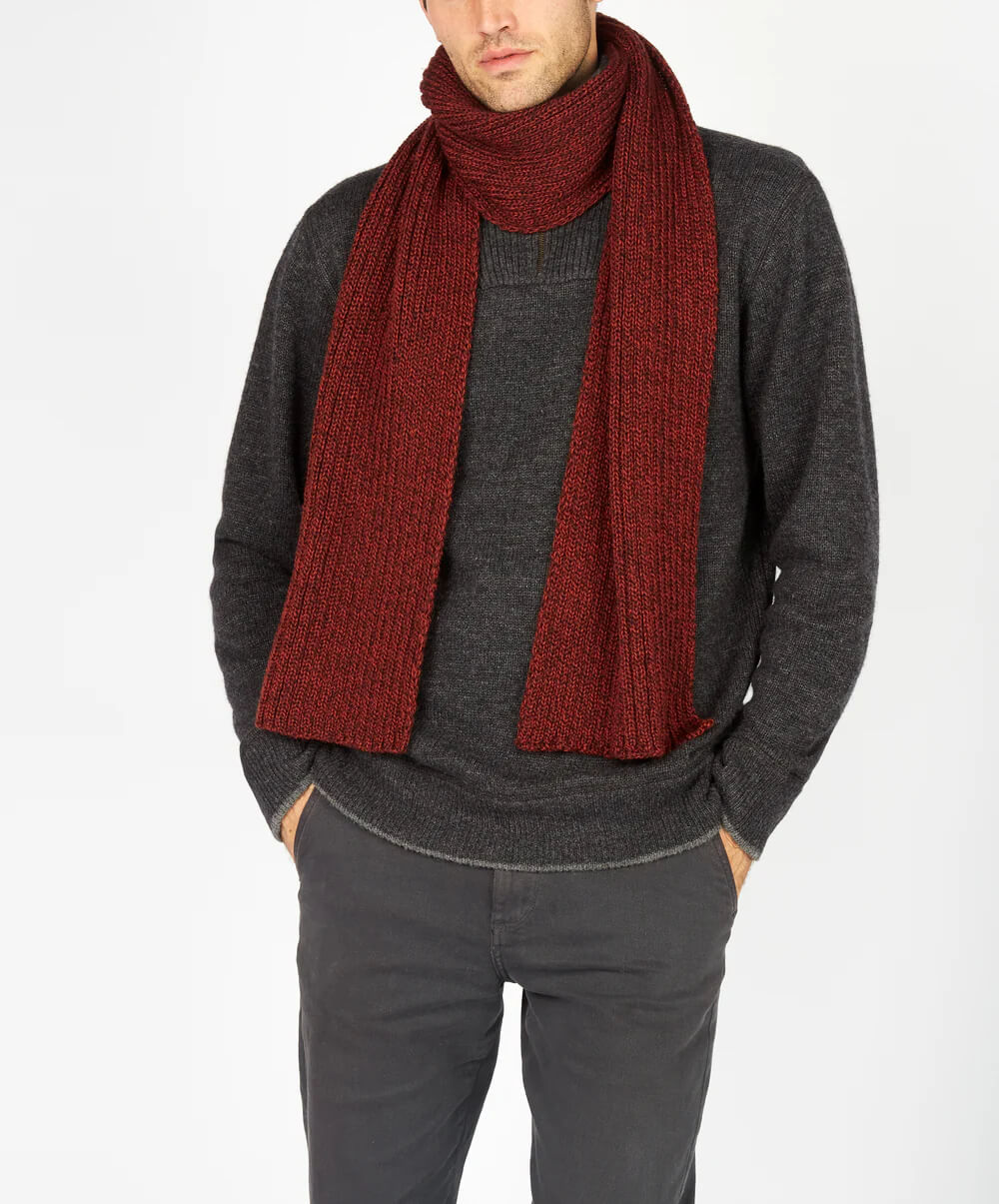 Irelands Eye, Ribbed Merino Scarf Sable Marl