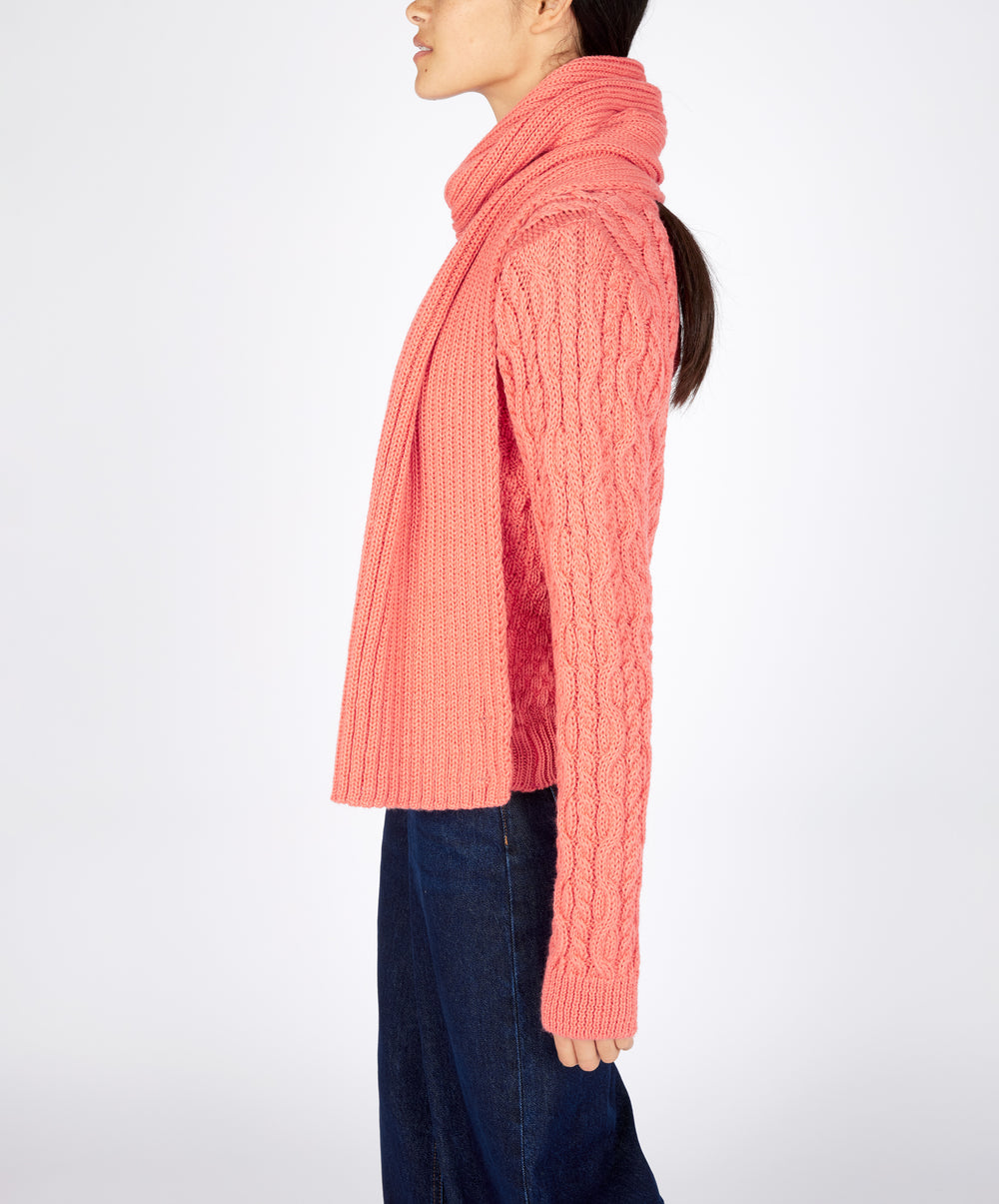 Irelands Eye, Ribbed Merino Scarf Salmon