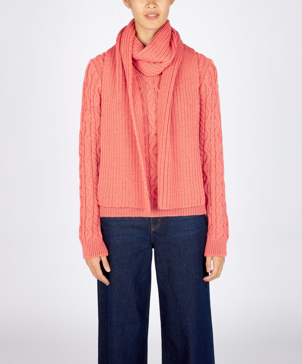 Irelands Eye, Ribbed Merino Scarf Salmon
