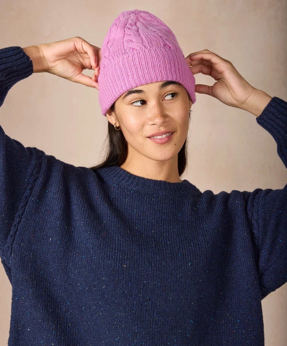 Irelands Eye, The Elio Cashmere Cable Hat Heather