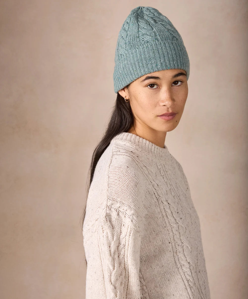 Irelands Eye, The Elio Cashmere Cable Hat Ocean Mist