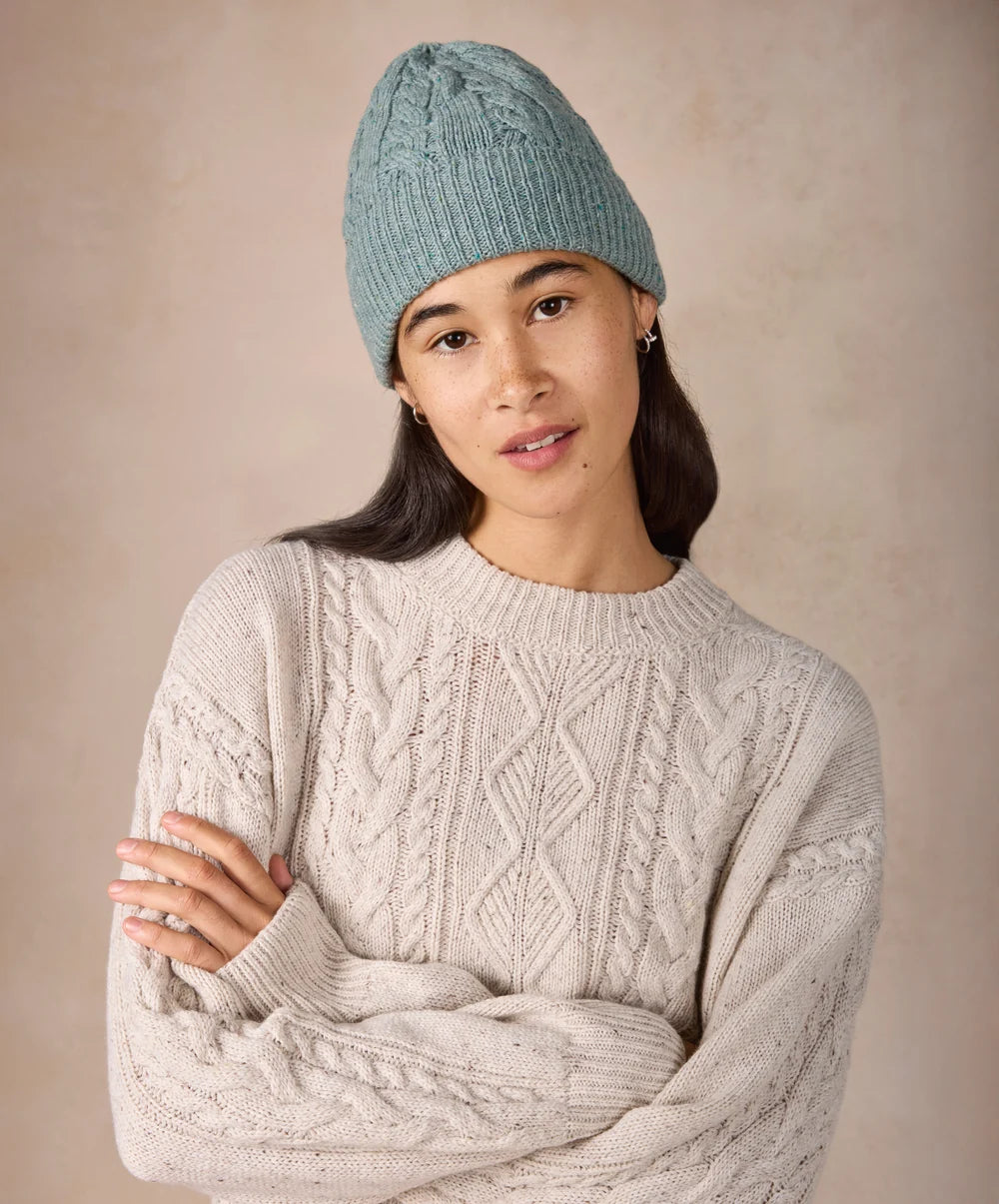Irelands Eye, The Elio Cashmere Cable Hat Ocean Mist