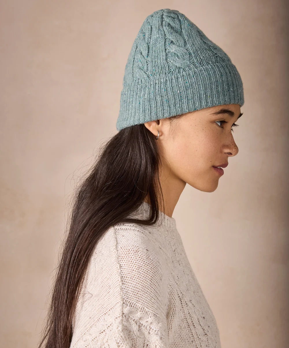 Irelands Eye, The Elio Cashmere Cable Hat Ocean Mist