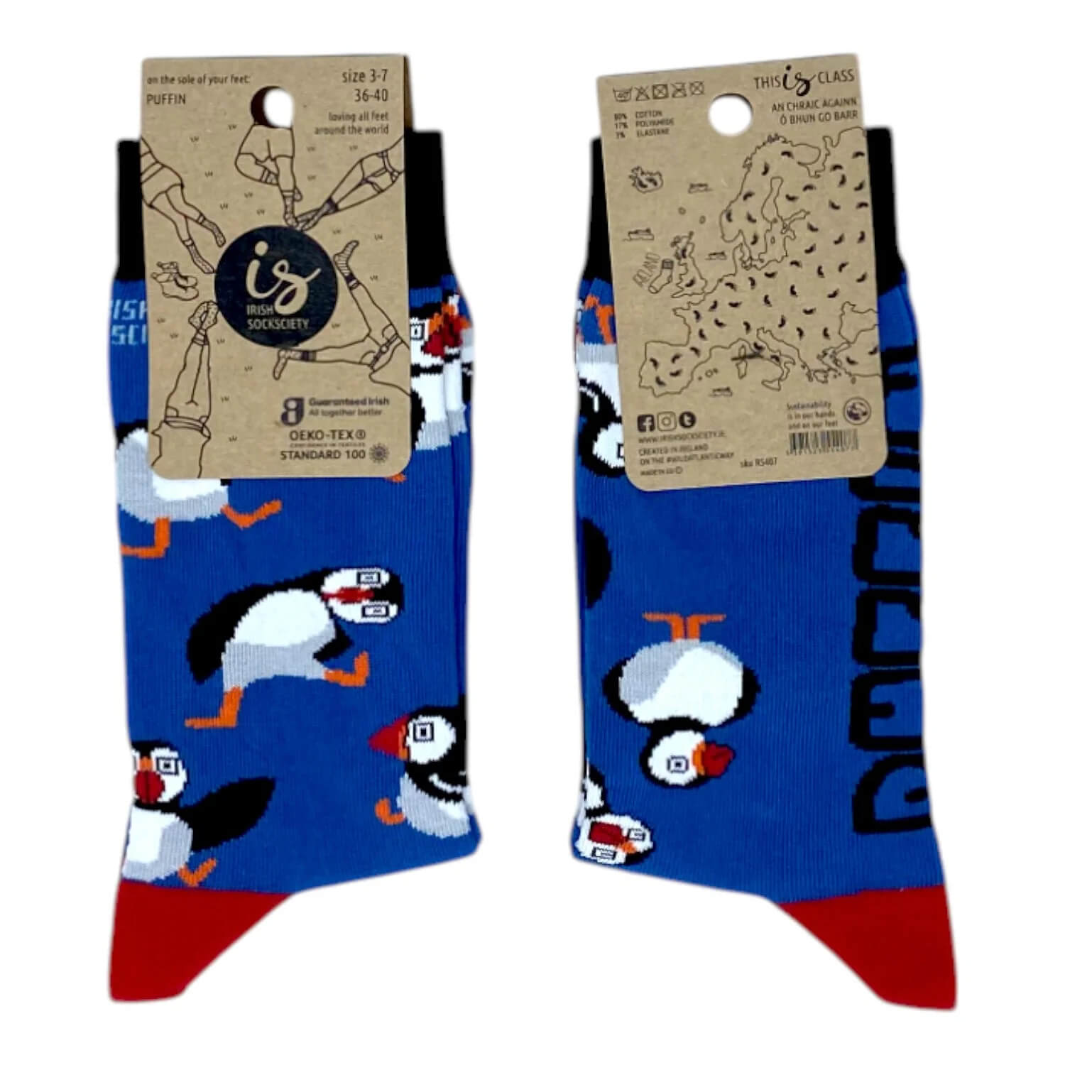Irish Socksciety, Puffins Socks (8-12)