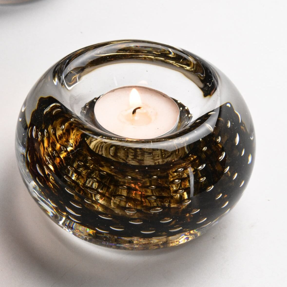 Jerpoint Glass, Olive Raindrop Tea-Light Holder