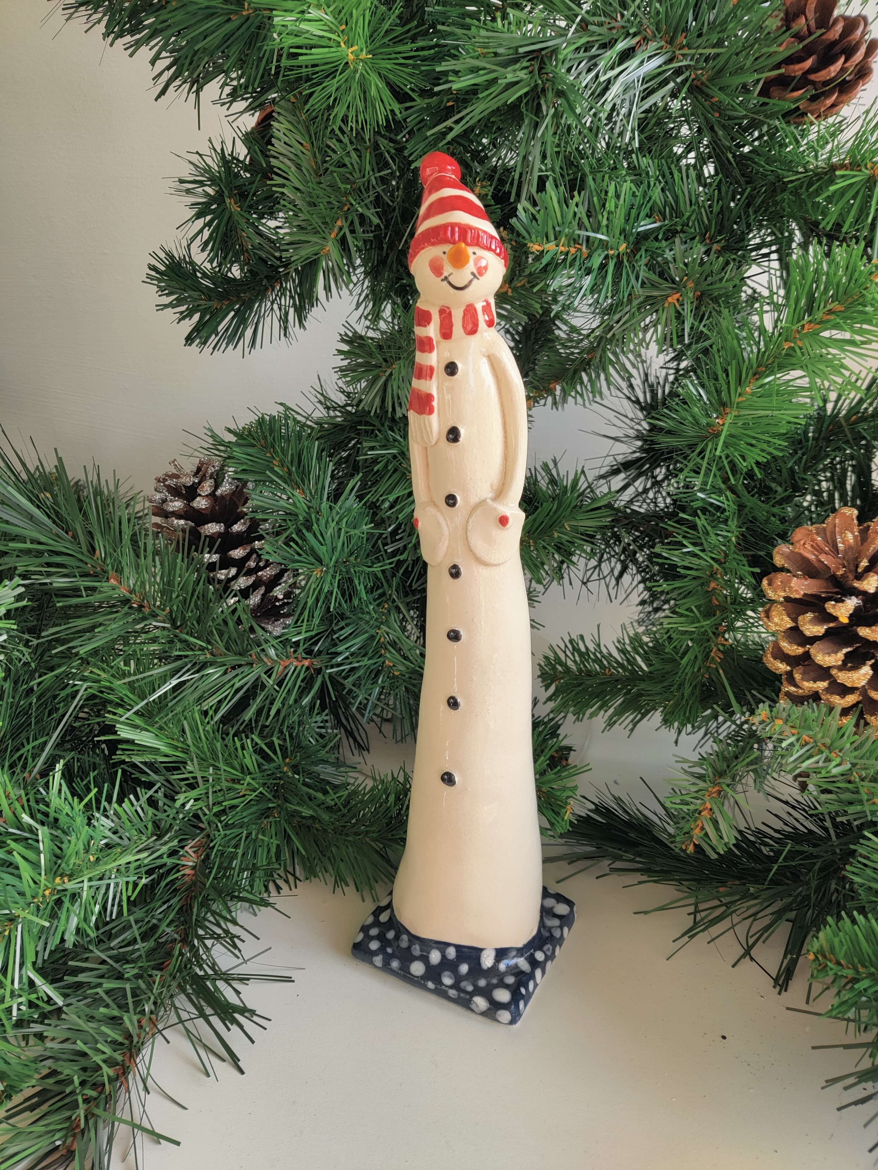 Joanne Robey, Snowman Red Striped Scarf with his hands in his pockets *For Click and Collect only*