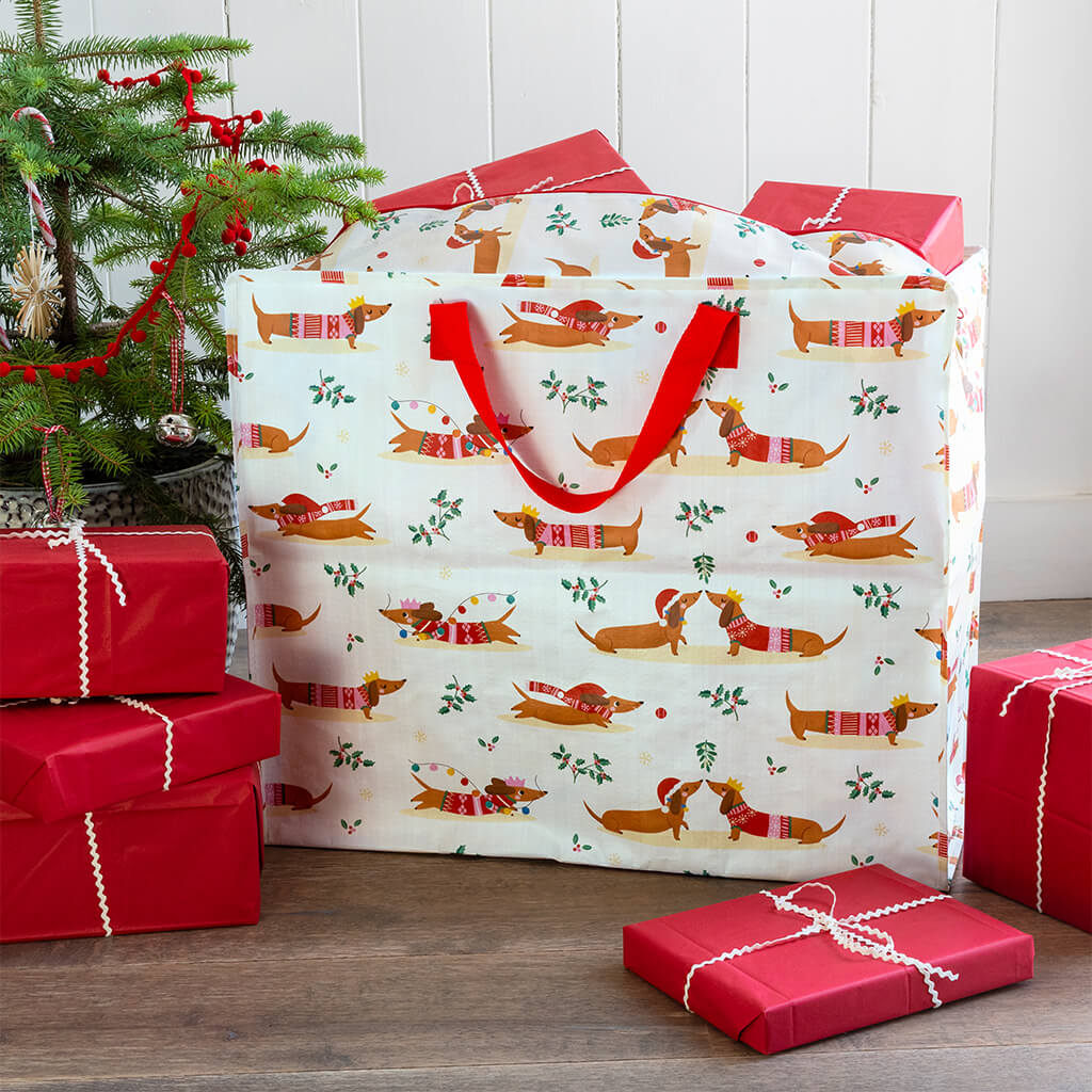 Jumbo Storage Bag Festive Sausage Dog