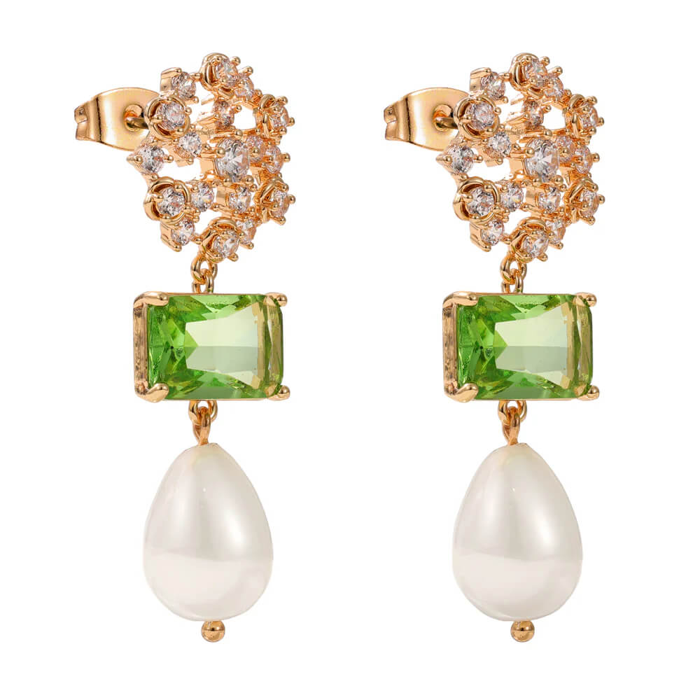 Knight & Day, Pearl & Green Earrings