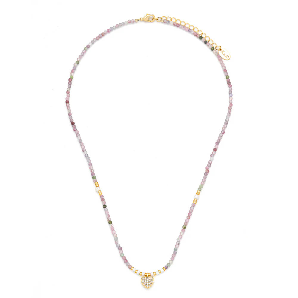 Knight & Day, Semi Precious Stone & Crystal Heart Necklace