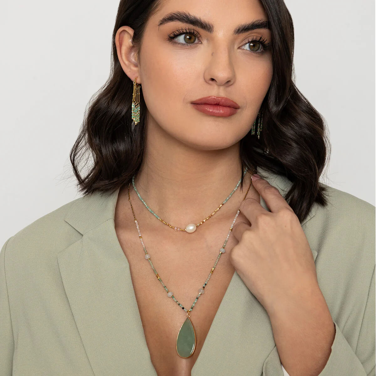 Knight & Day, Semi Precious Stone & Freshwater Pearl Necklace