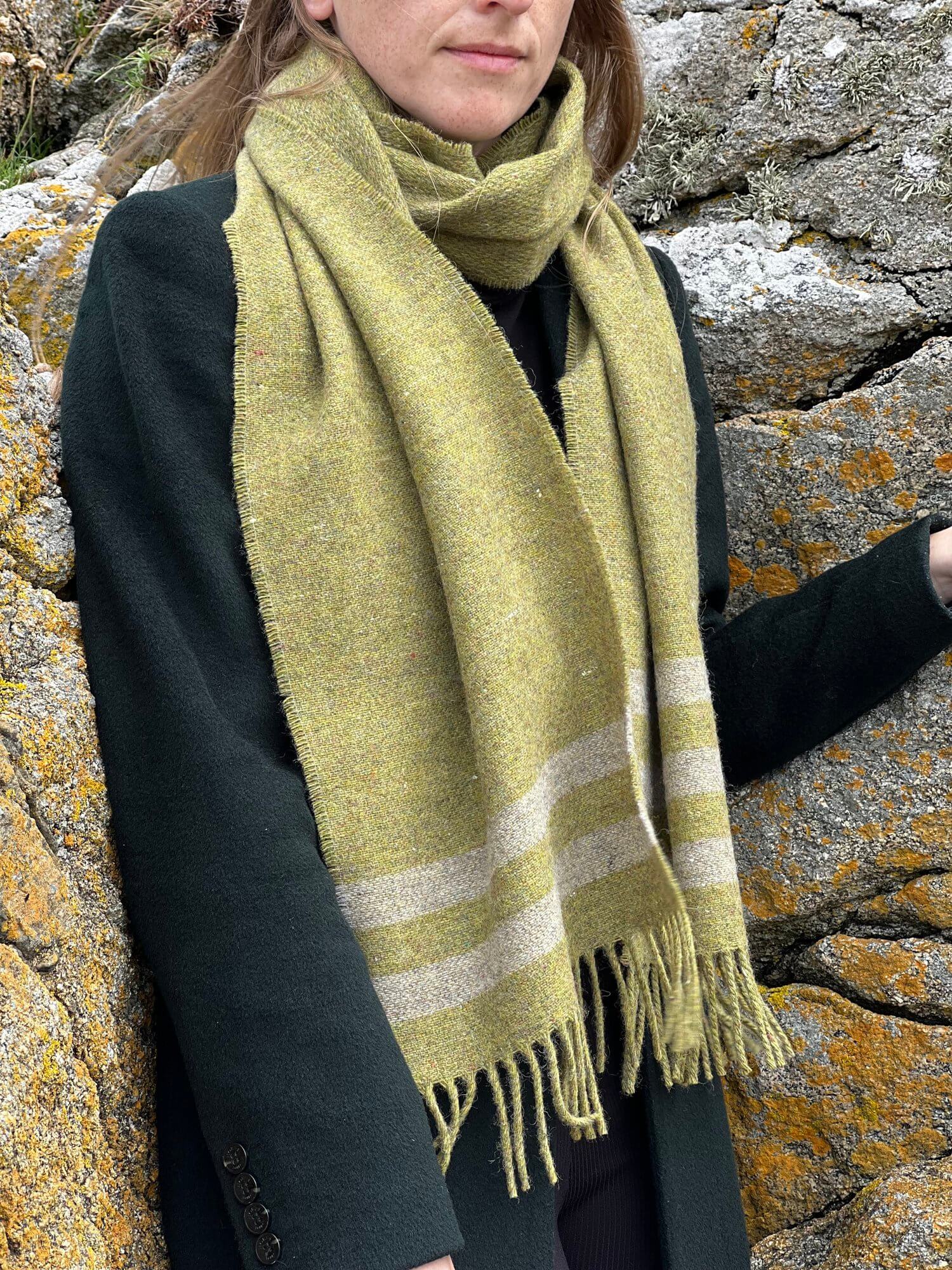 McNutt of Donegal, Scarf -Forever Olive Stripe Scarf McNutt of Donegal