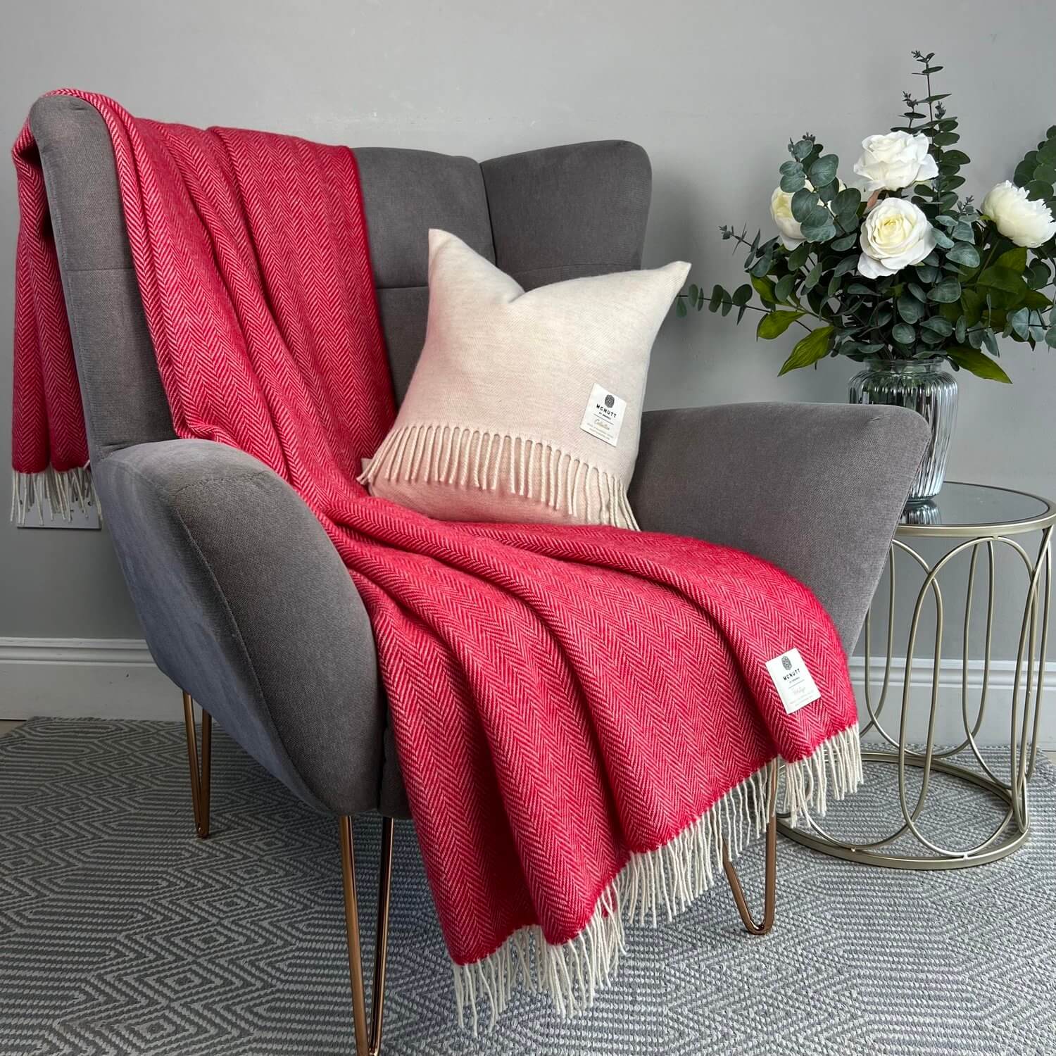 McNutt of Donegal, Throw - Holly Red Herringbone McNutt of Donegal
