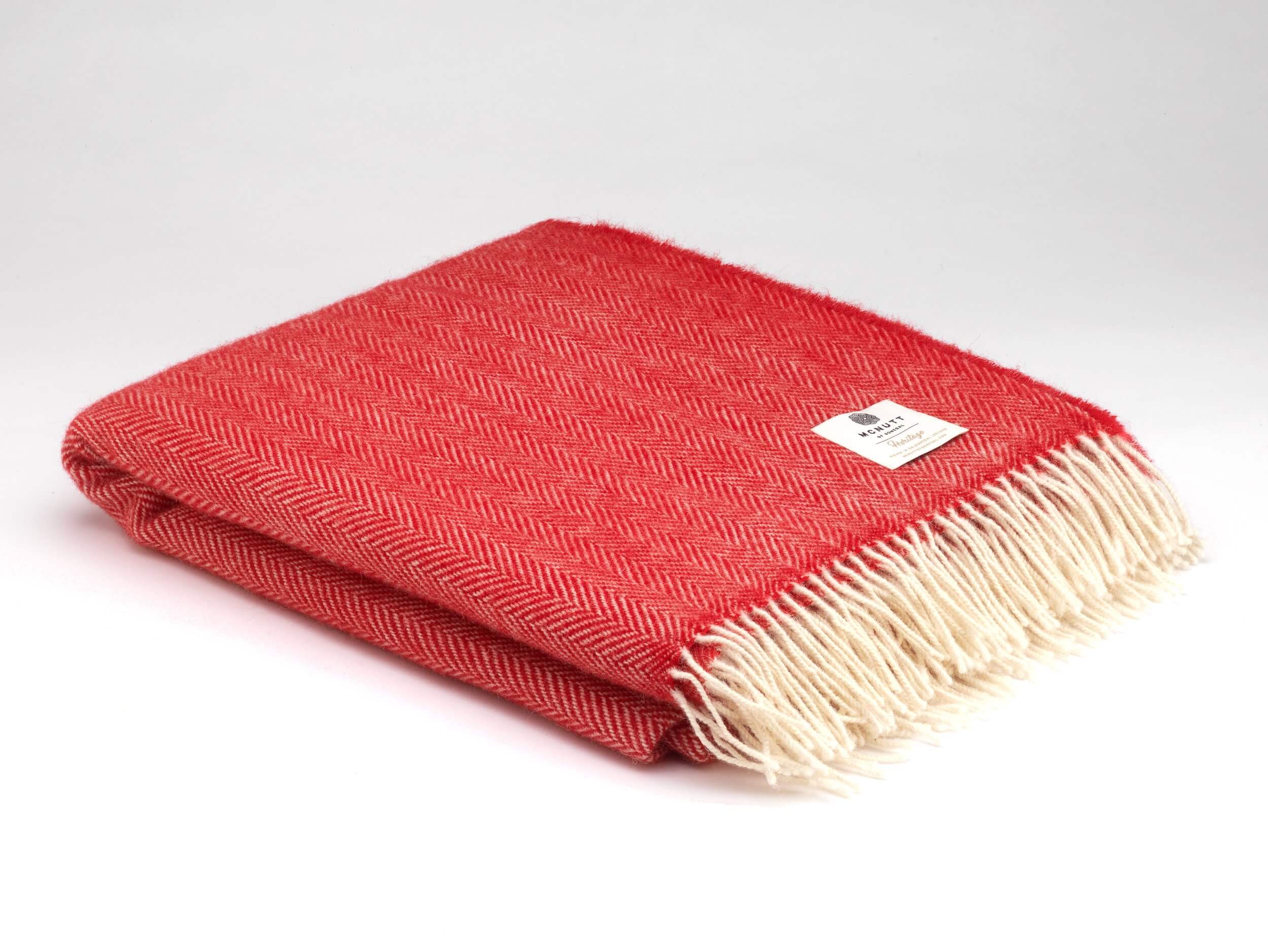 McNutt of Donegal, Throw - Holly Red Herringbone McNutt of Donegal