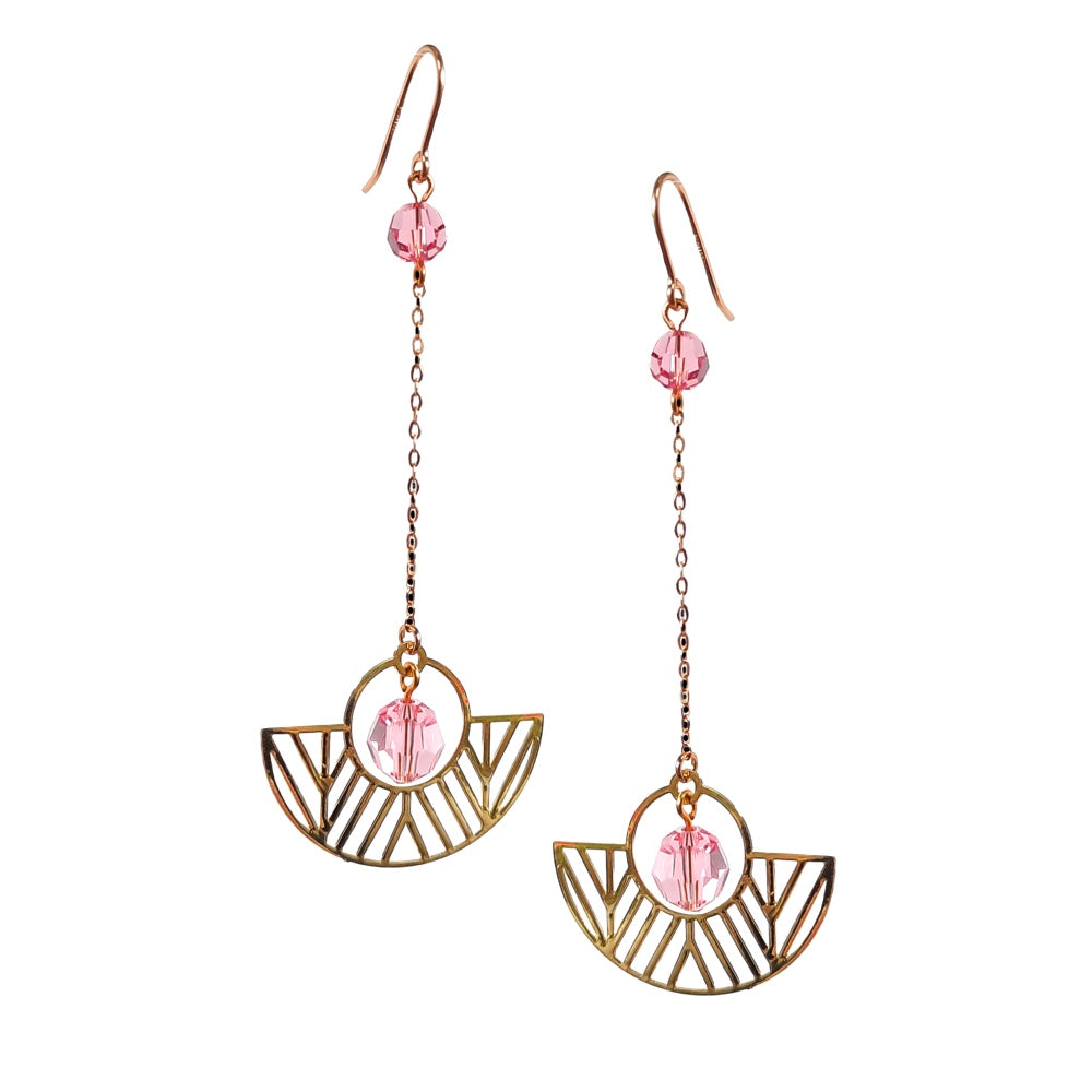 Melanie Hand, Art Deco Crystal Earrings Pink Long