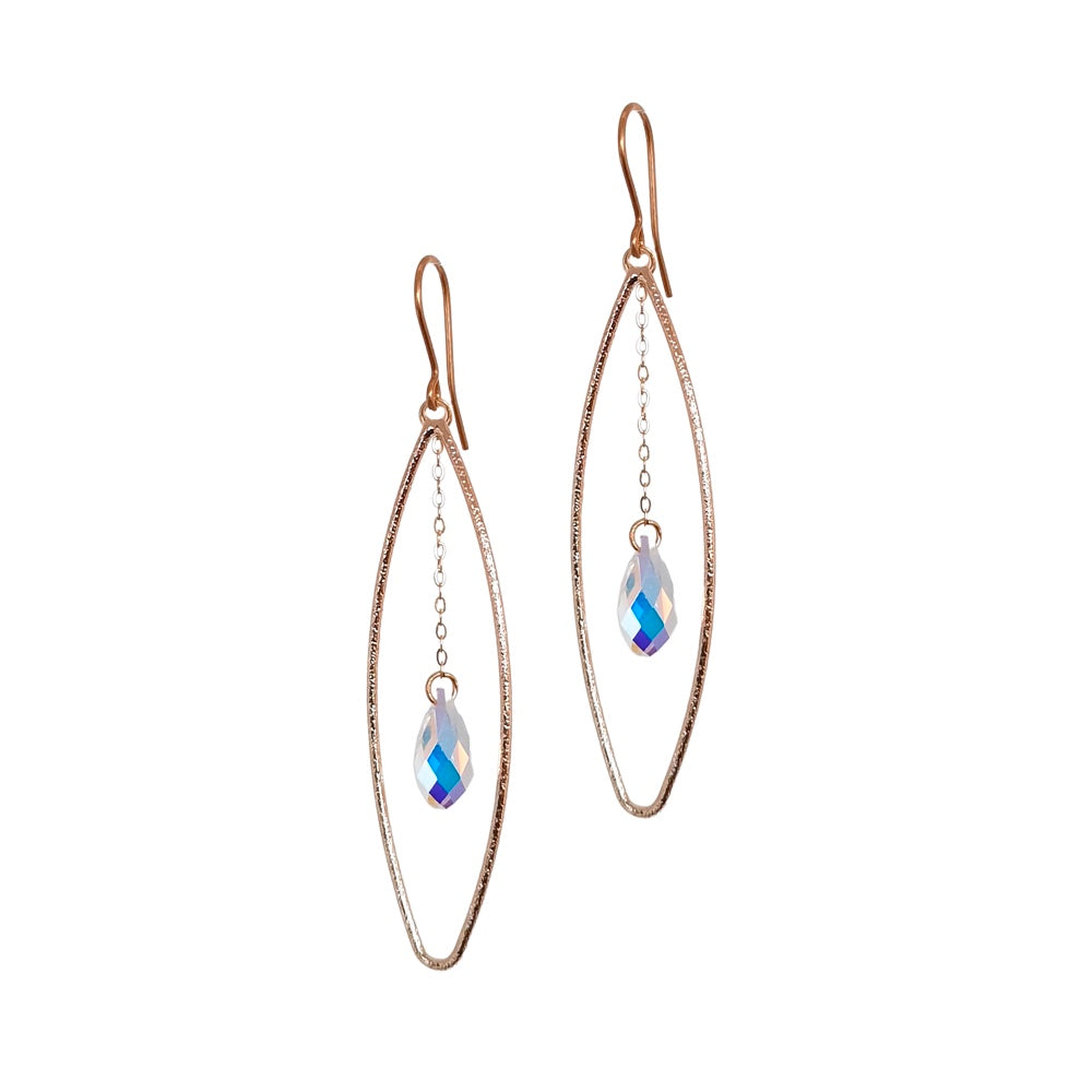 Melanie Hand, Elliptical Crystal Drop Earrings -  Clear