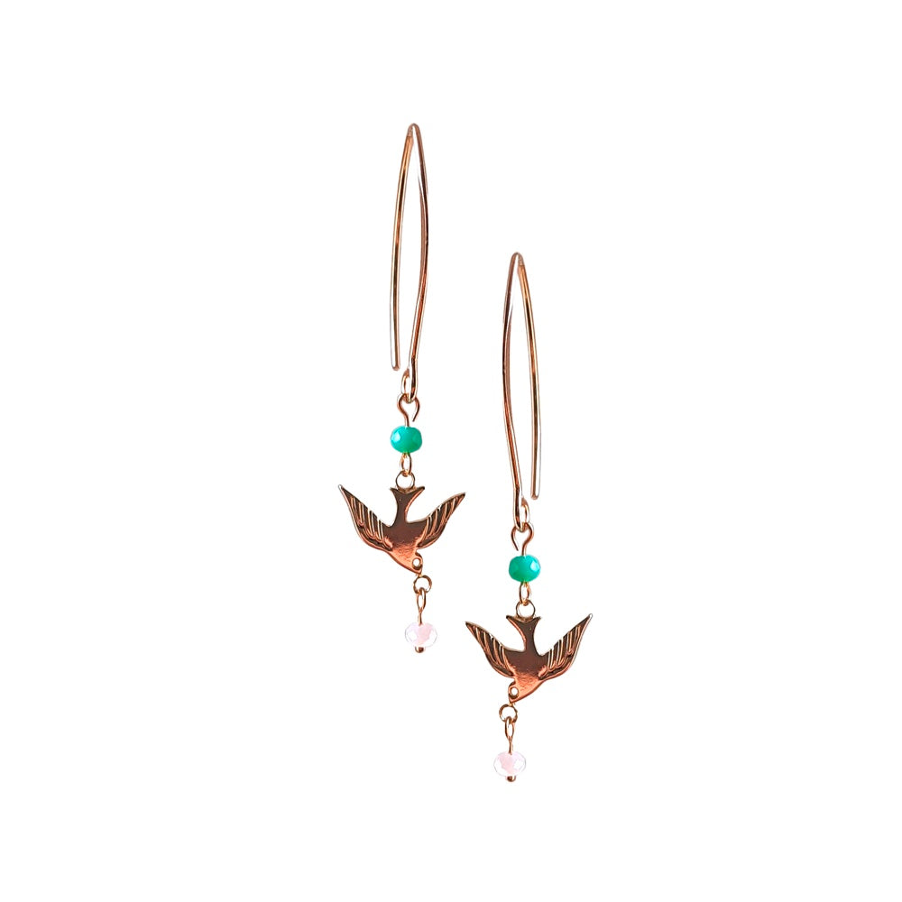 Melanie Hand, The Bird Earrings Turquoise & Pink