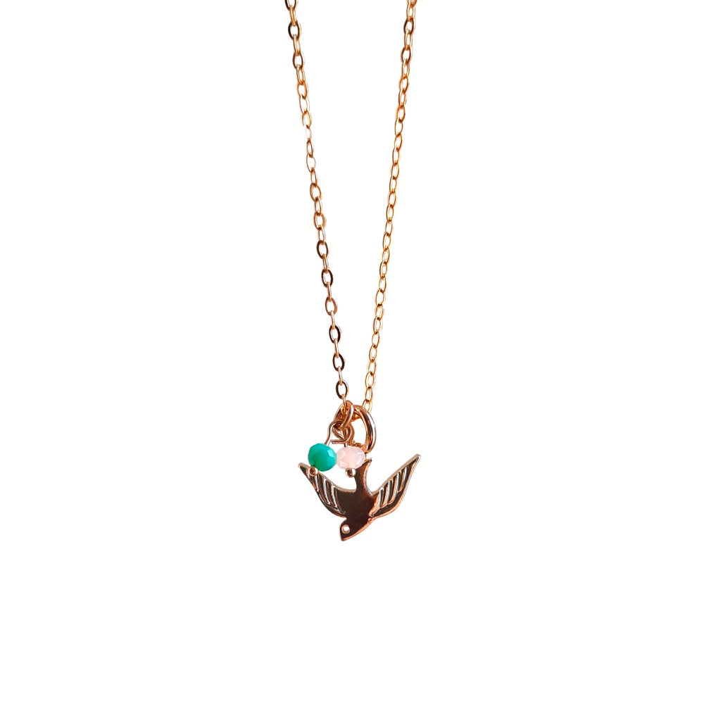 Melanie Hand, The Bird Necklace Turquoise & Pink