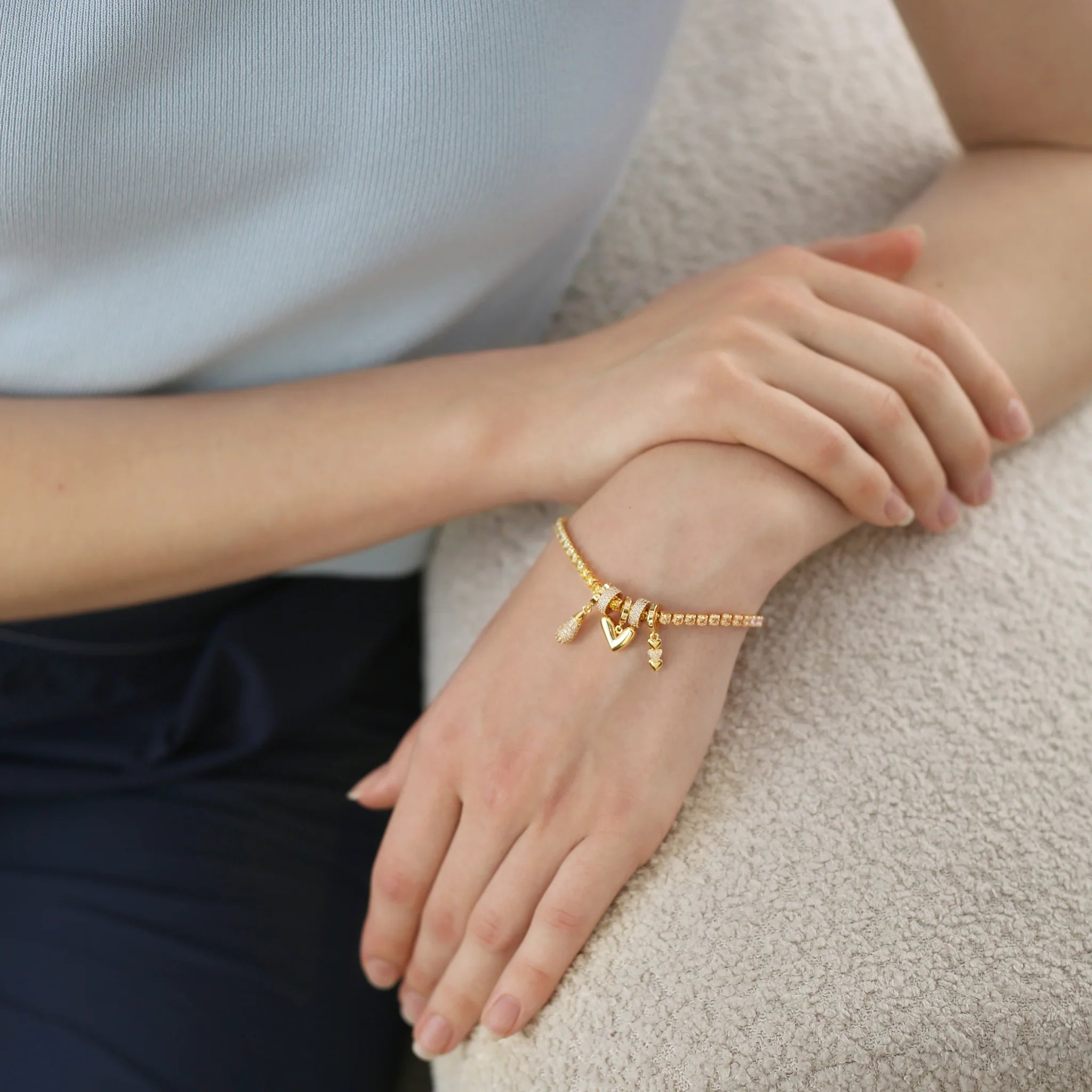 Newbridge, Gold Plated Heart Charm Bracelet