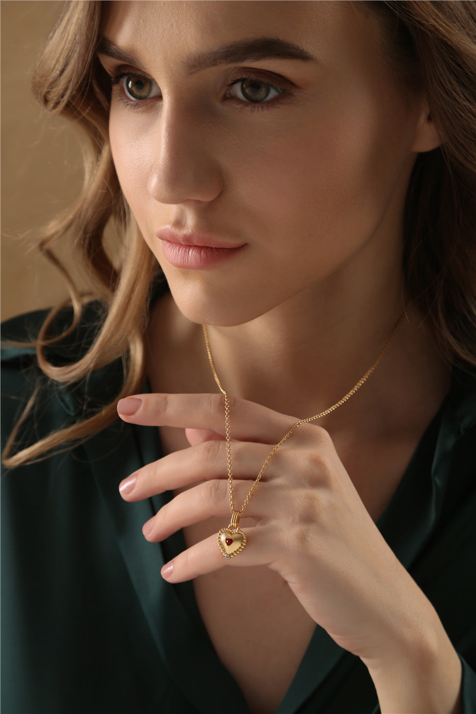 Newbridge, Heart Pendant With Ruby Red Stone - Main Image