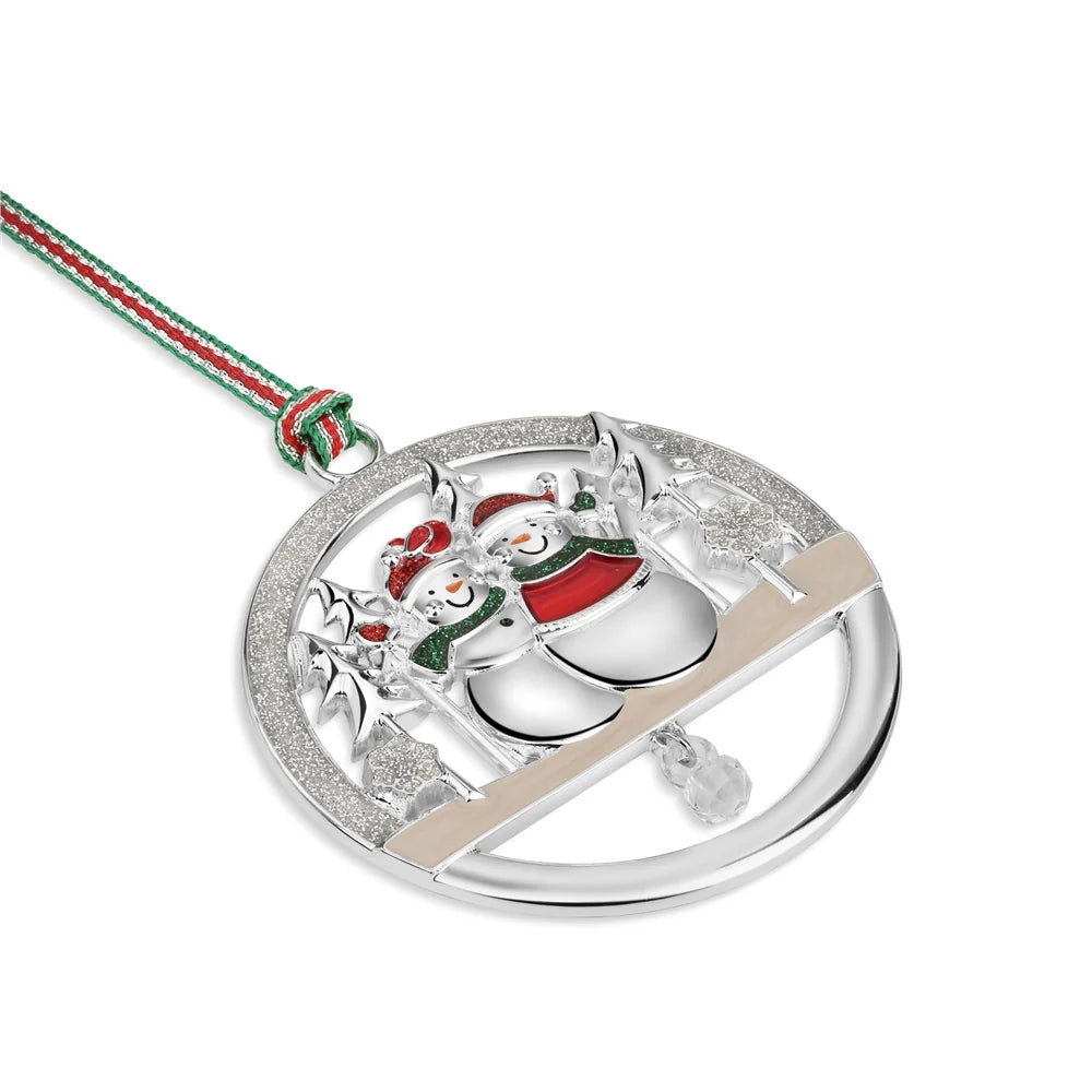 Newbridge, Snowman Couple Round Christmas Tree Decoration