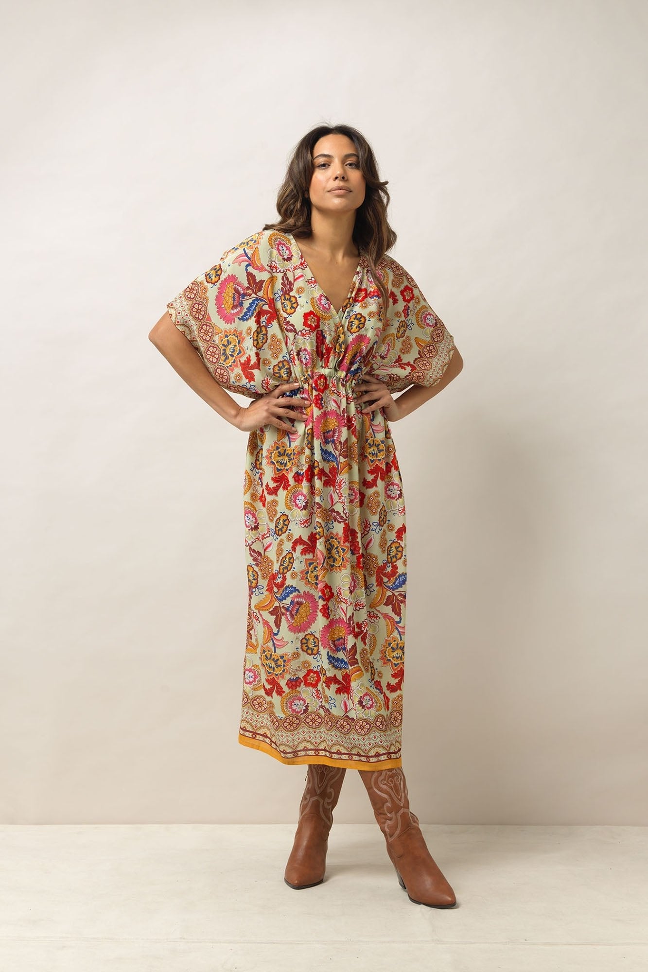 One Hundred Stars, Indian Flower Taupe Dress