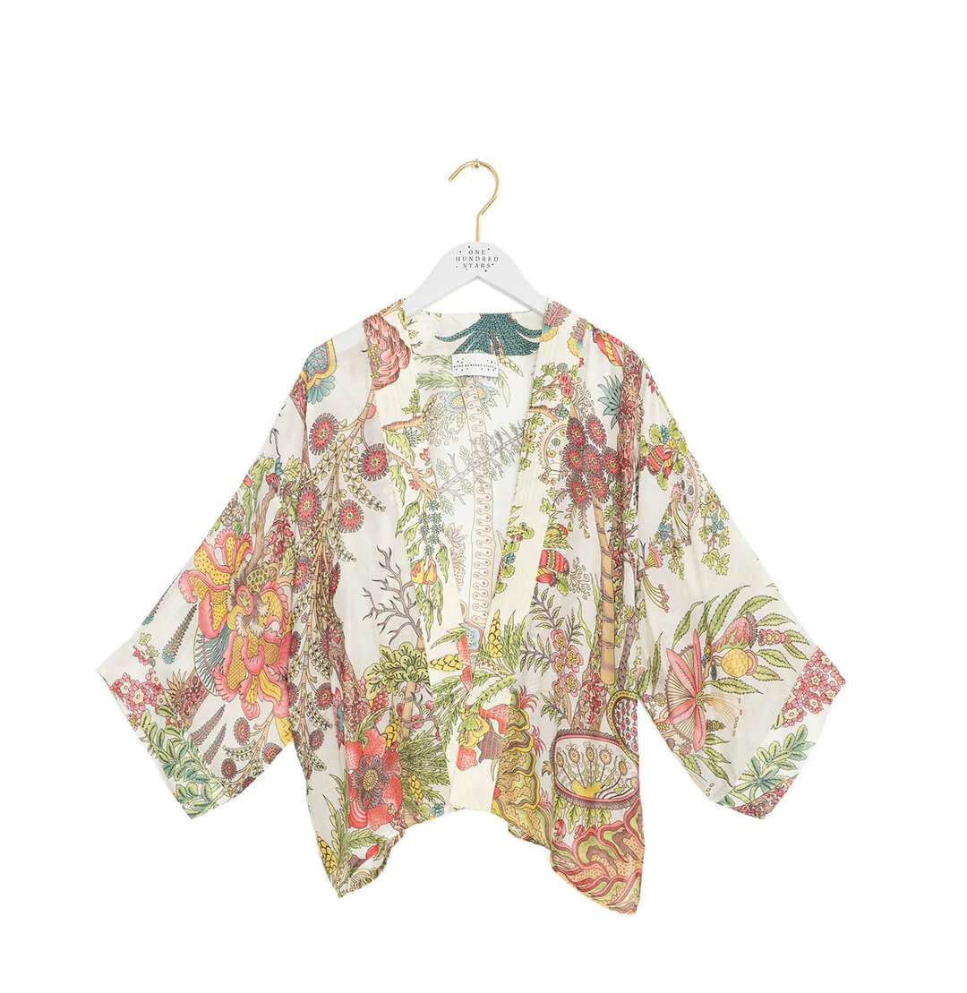 One Hundred Stars, Boho Garden Ecru Kimono