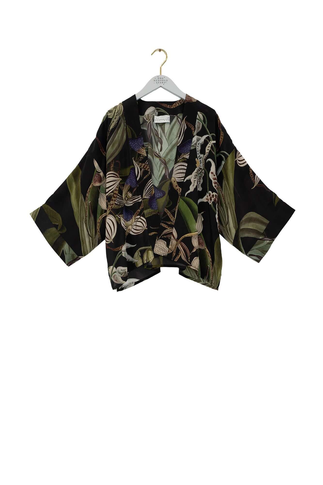 One Hundred Stars, Orchid Black Crepe Kimono