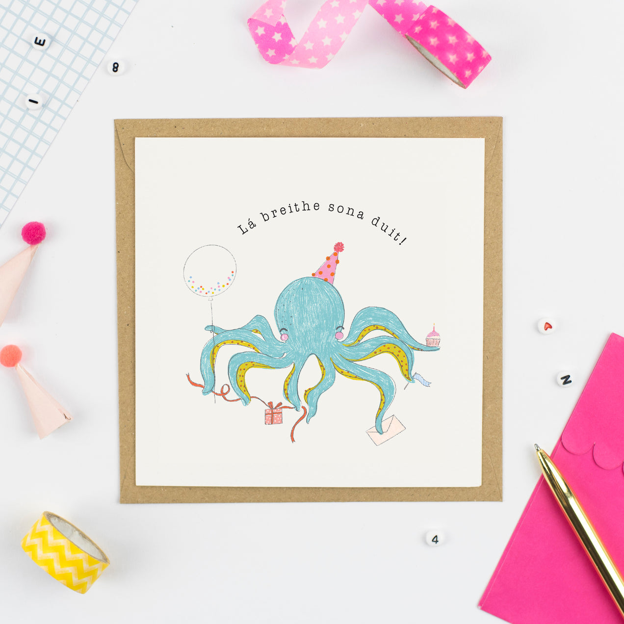 Pickled Pom Pom, Lá Breithe Sona Duit! Greeting Card