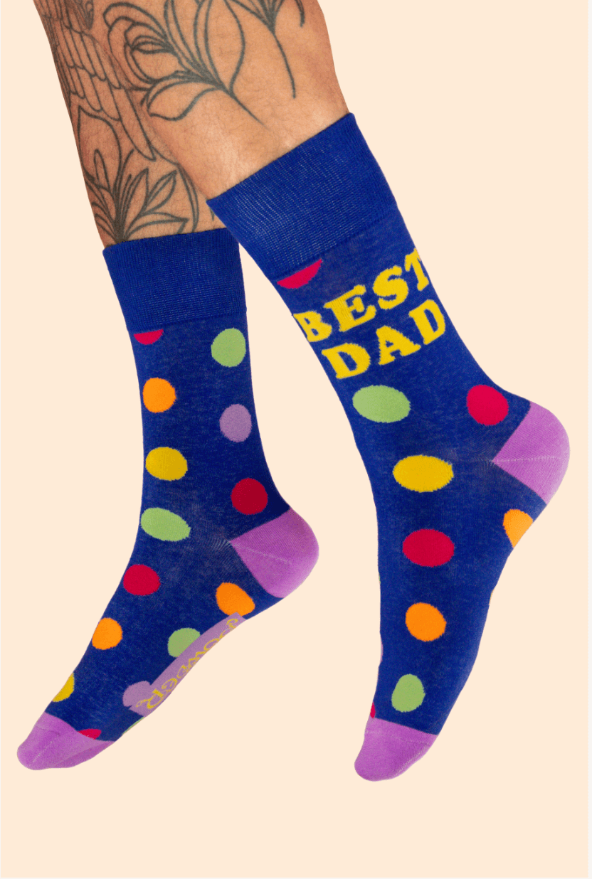 Best Dad Polka Dot Men's Socks - Navy