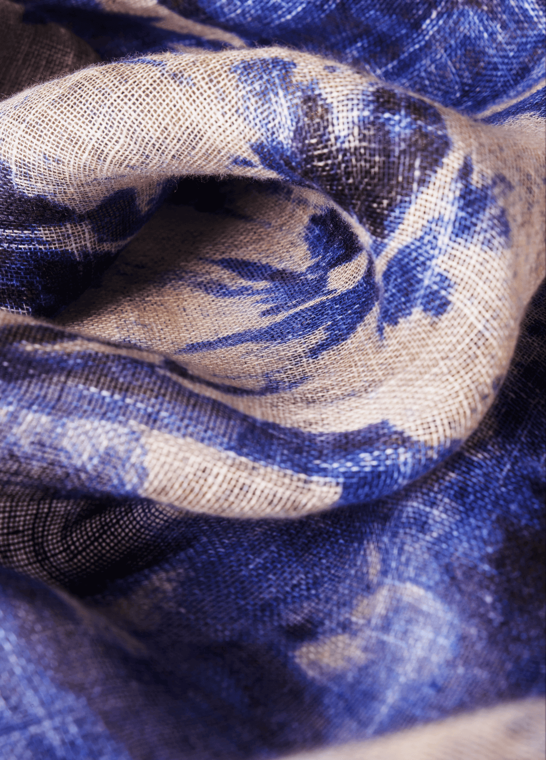 Powder, China Blue Blooms Linen /Cotton Mix Scarf