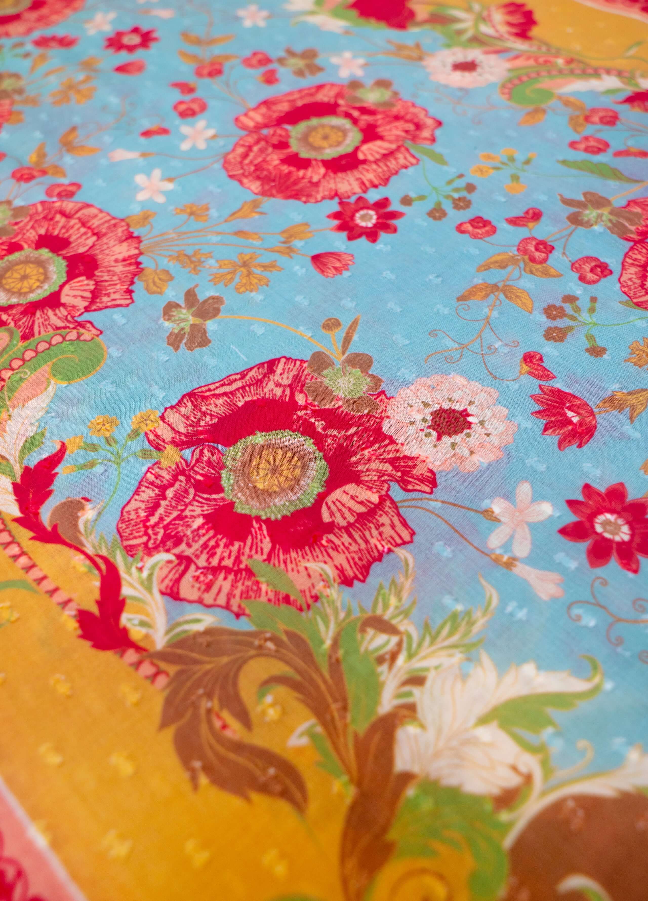 Powder, Cotton Scarf - Paisley Poppies