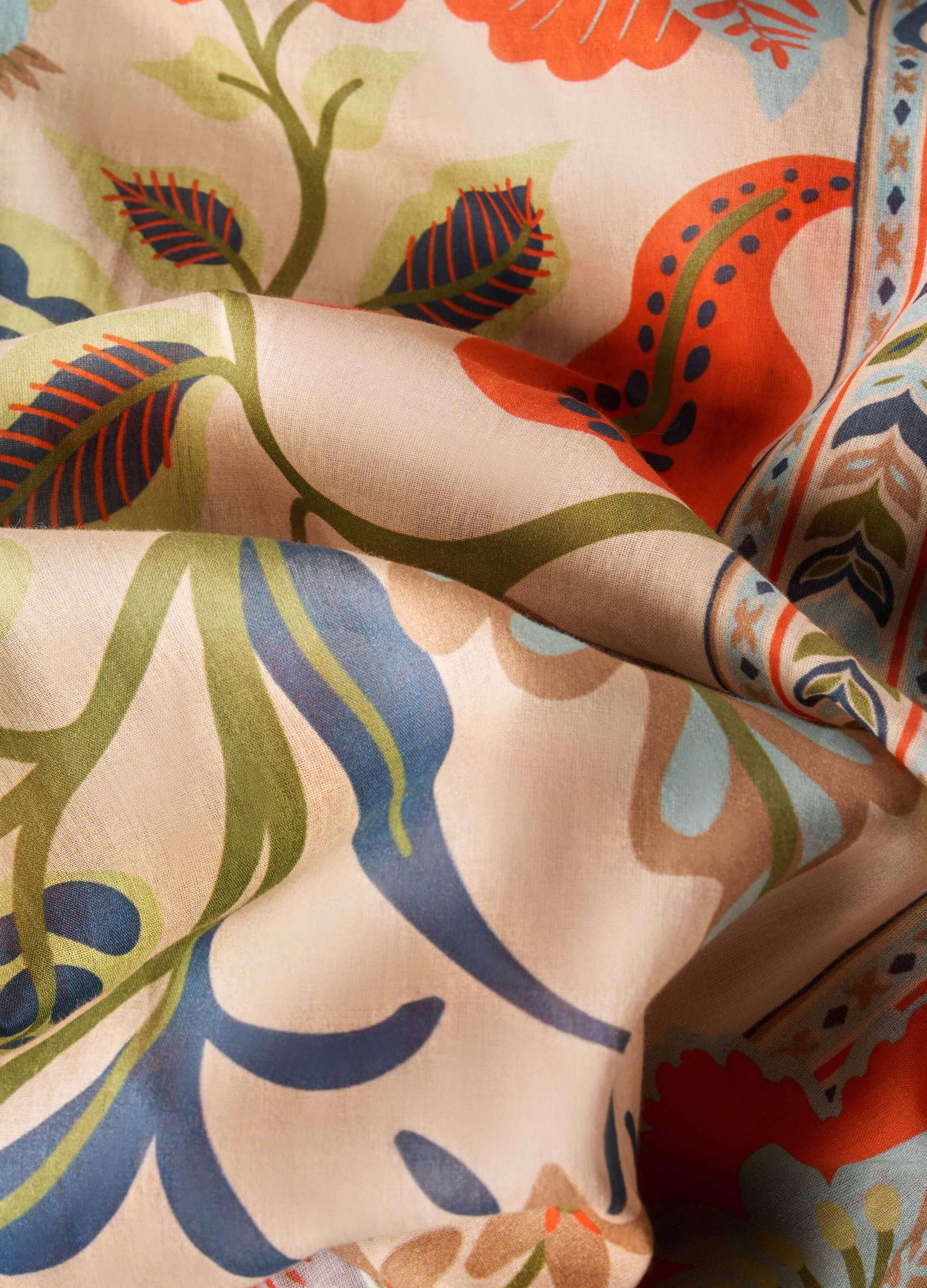 Powder, Folky Floral Cotton Scarf - Coconut