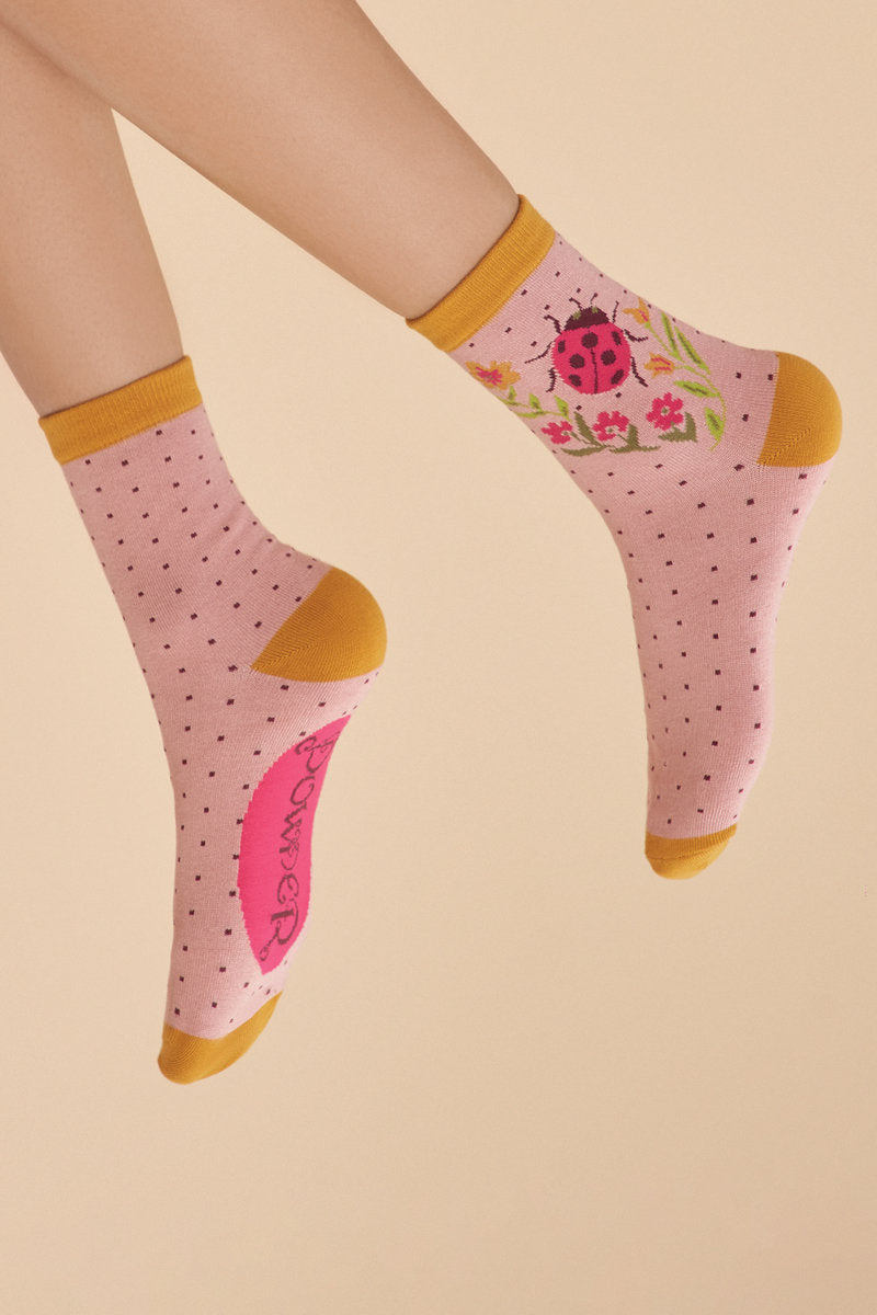 Powder, Ladybird Ankle Socks - Petal