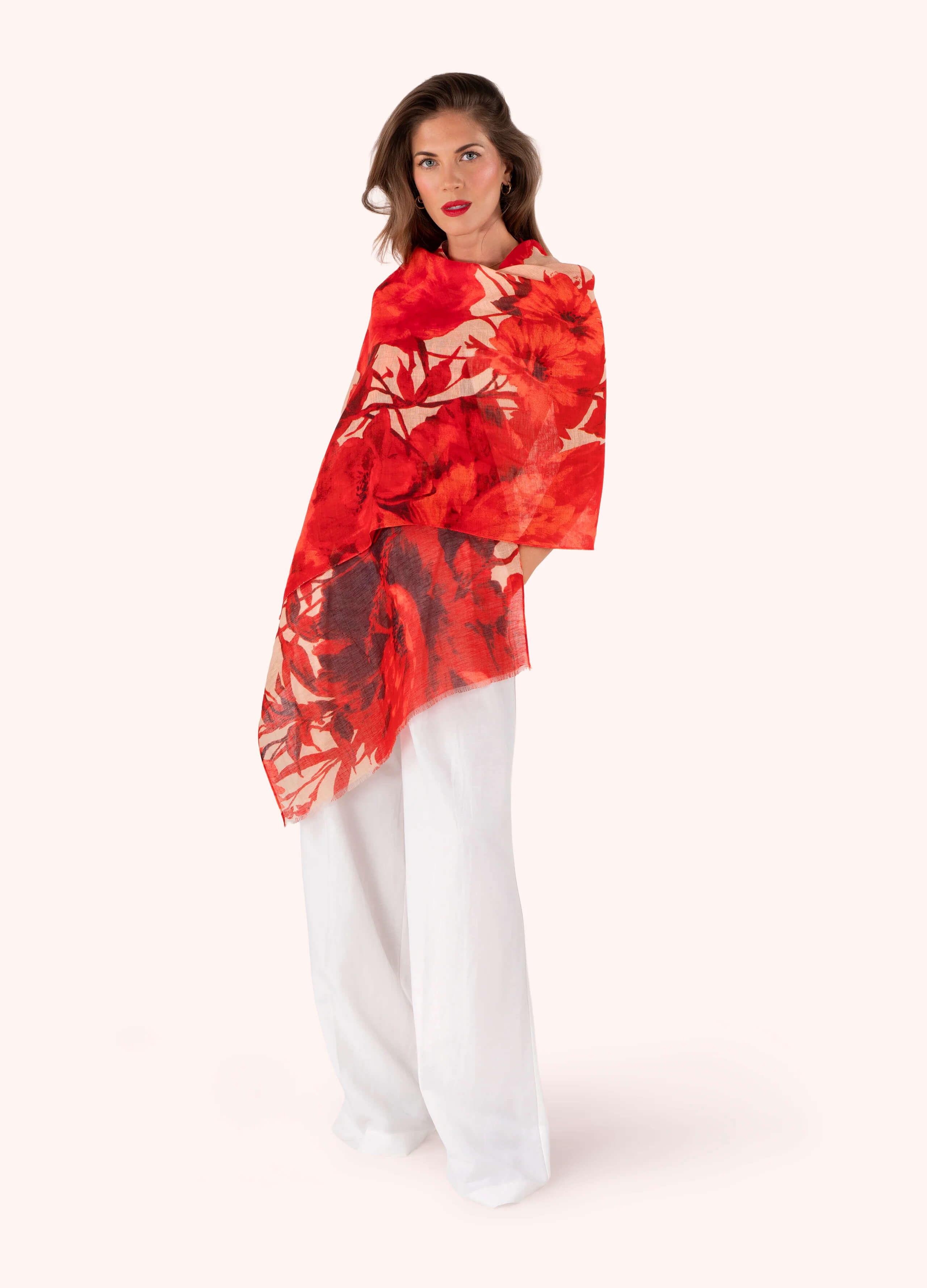 Powder, Rouge Blooms Linen/Cotton Mix Scarf