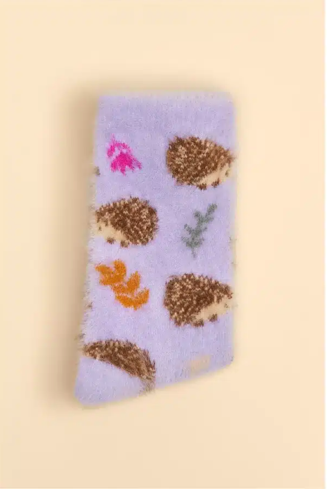 Powder, Tiny Hedgehog Fuzzy Slipper Socks