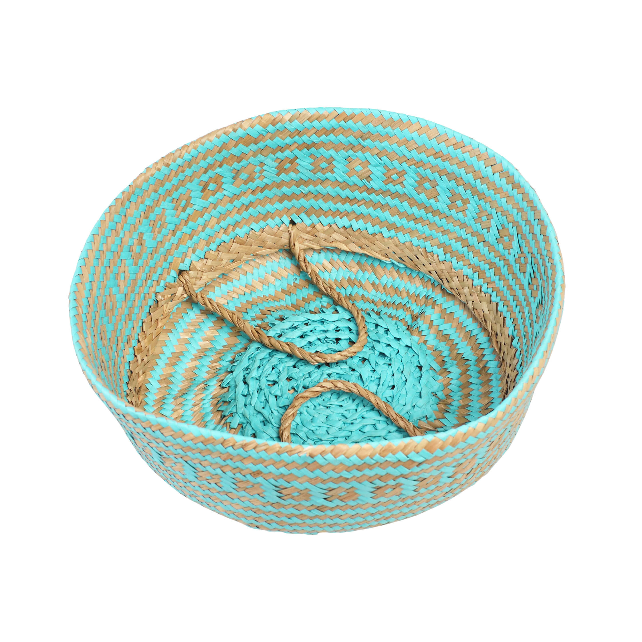 Small Seagrass Basket Turquoise Rex London