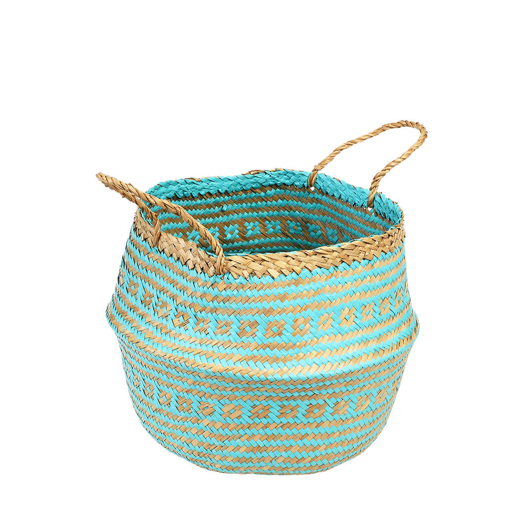 Small Seagrass Basket Turquoise Rex London