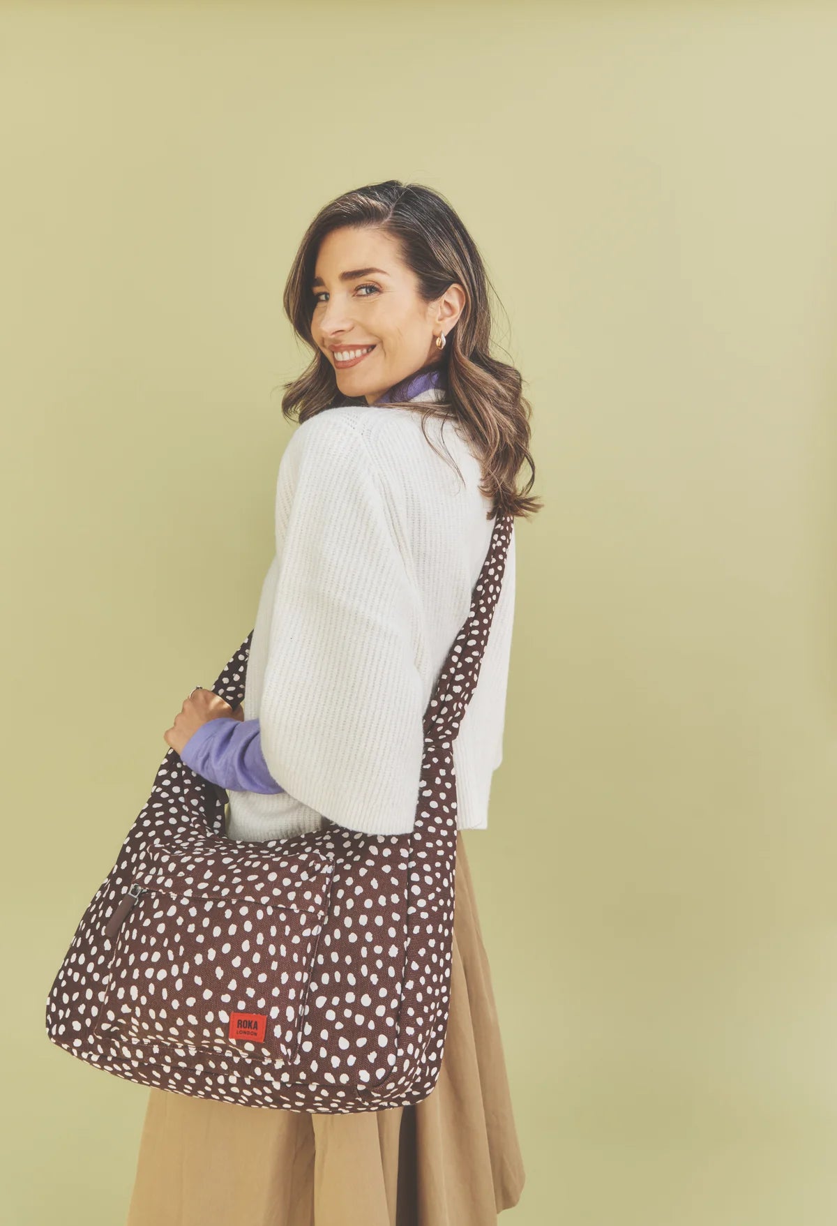 Roka, Belsize Crossbody Bag in Brown Spot
