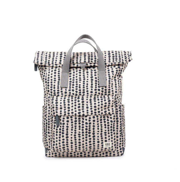Roka London, Canfield Roll Top Backpack in Linear Dot